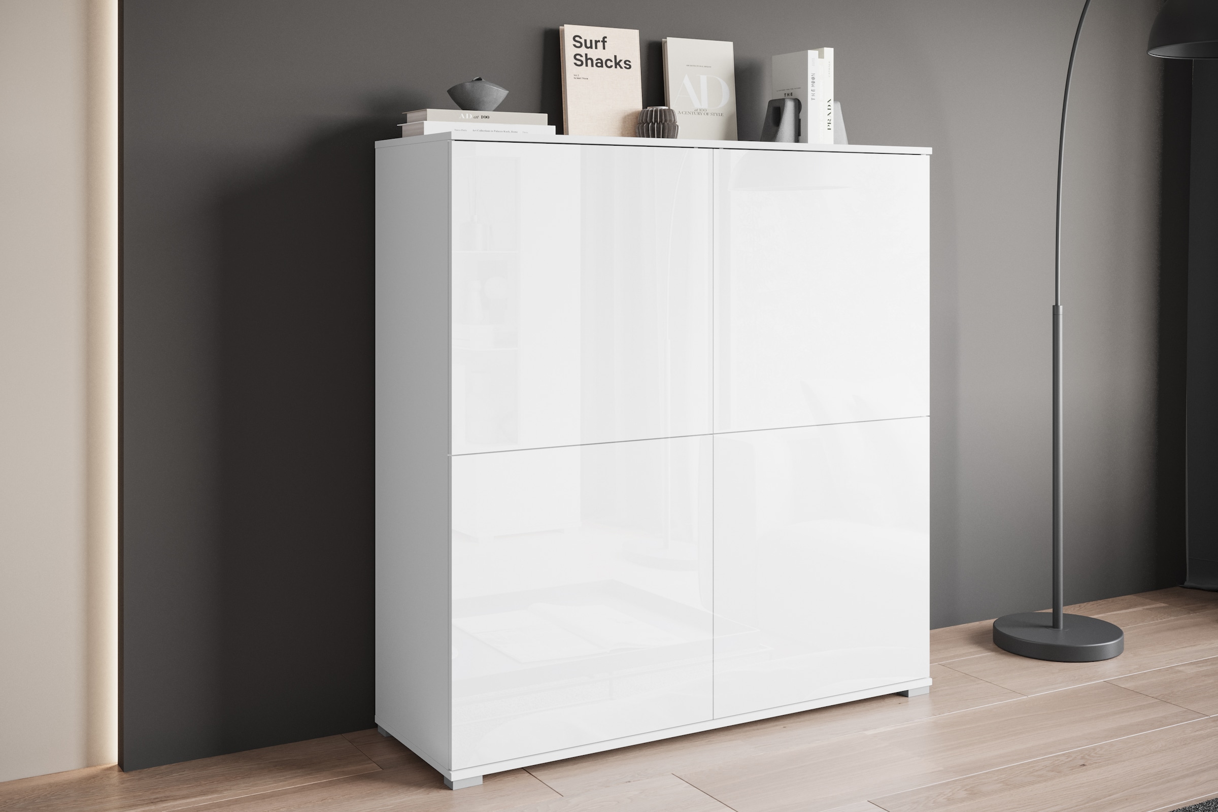 GOODproduct Armoire pour PC »Kenia, Sekretär, Home Office« 1 cuis tlg. avec push-to-open, tiroir clavier et rangement pratique