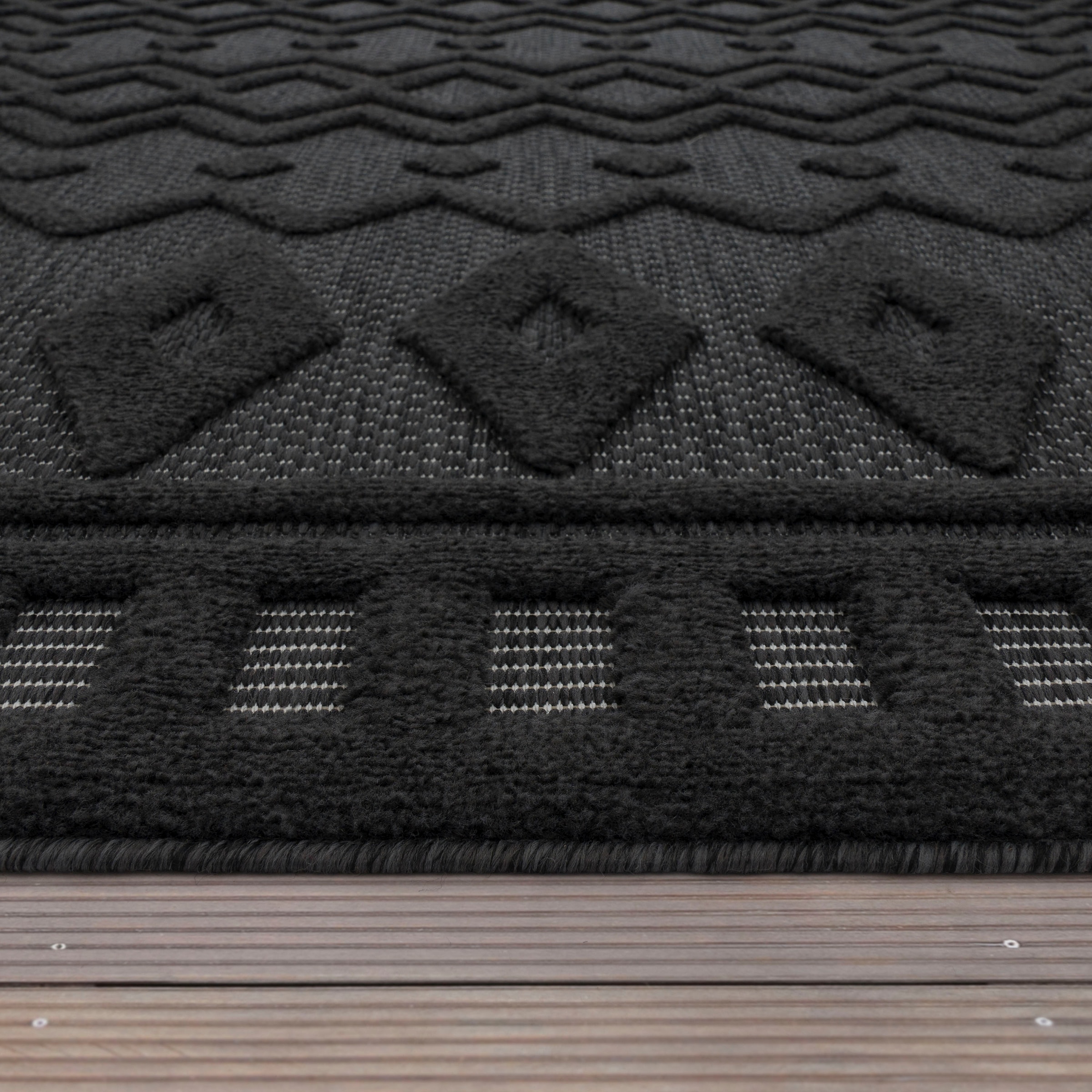 Paco Home Teppich »Livorno 671«, rechteckig, 14 mm Höhe, Uni-Farben, Scandi, Rauten Muster, Hoch-Tief Effekt, Outdoor geeignet