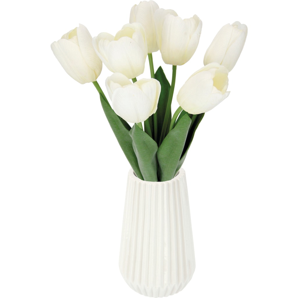 I.GE.A. Kunstblume »Real-Touch-Tulpen«, Vase aus Keramik