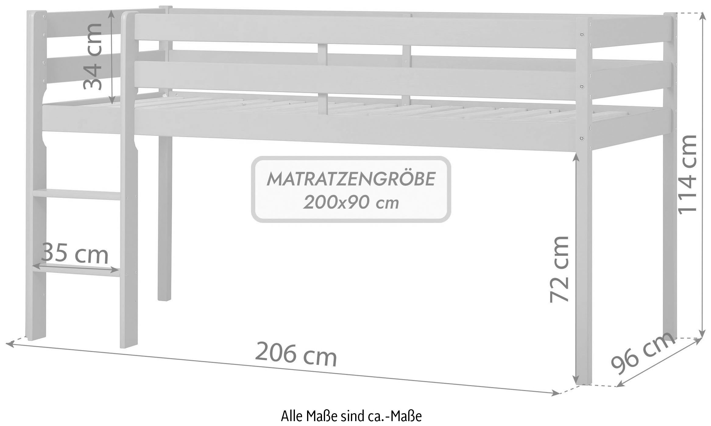 Hoppekids Spielbett »ECO COMFORT, Hochbett, in 2 Einzelbetten teilbar«, Höhe 72cm, Farbe & Grösse & Matratze