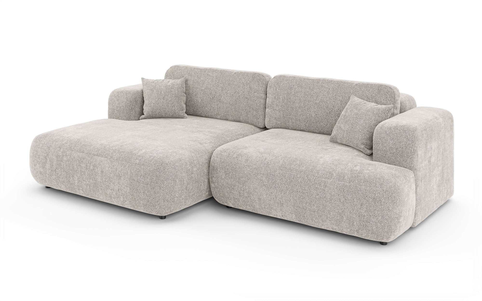 GOODproduct Canapé d'angle »VEEVIA L-Form, Schlafsofa, Verlässliche Qualität, Breite 256cm« avec coffre de lit, supporte jusqu'à 480kg, incluant coussins de dossier et décoratifs