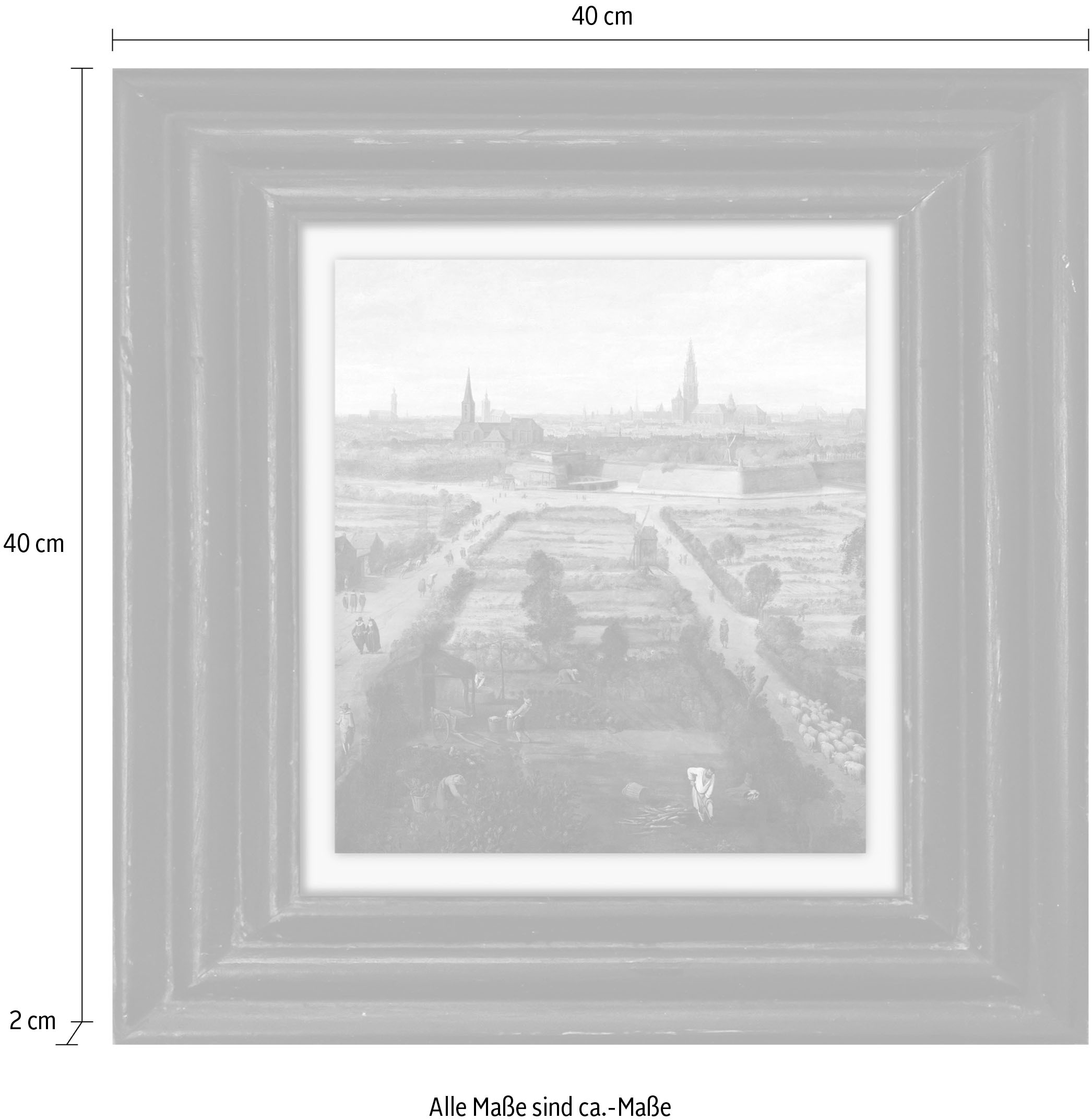 queence Tableau sur toile »Felder« Premium-Leinwandstoff, Handarbeit aus Deutschland, 40x40cm