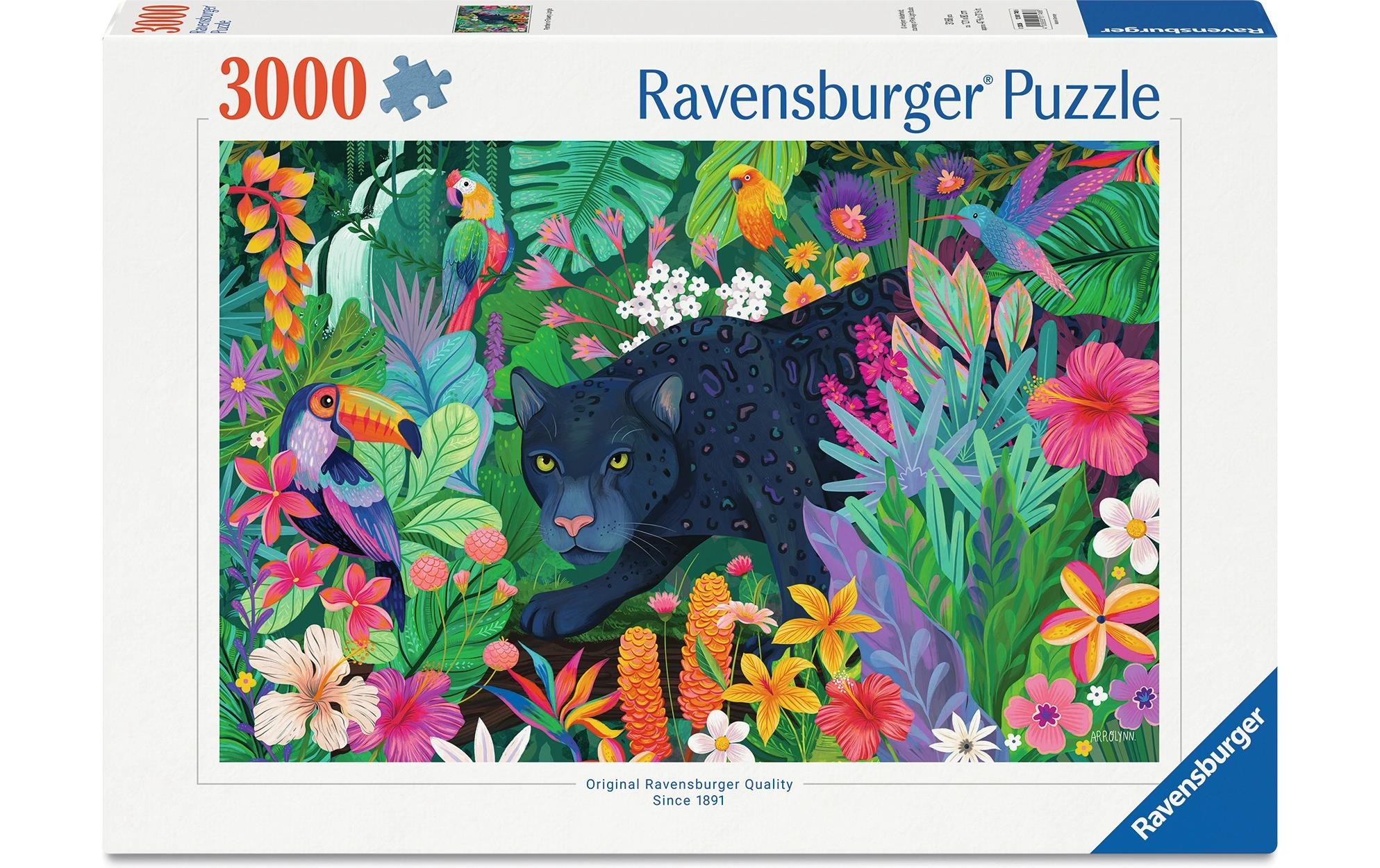 Ravensburger Puzzle »Panther im blühenden Dschungel« fabriqué en Allemagne