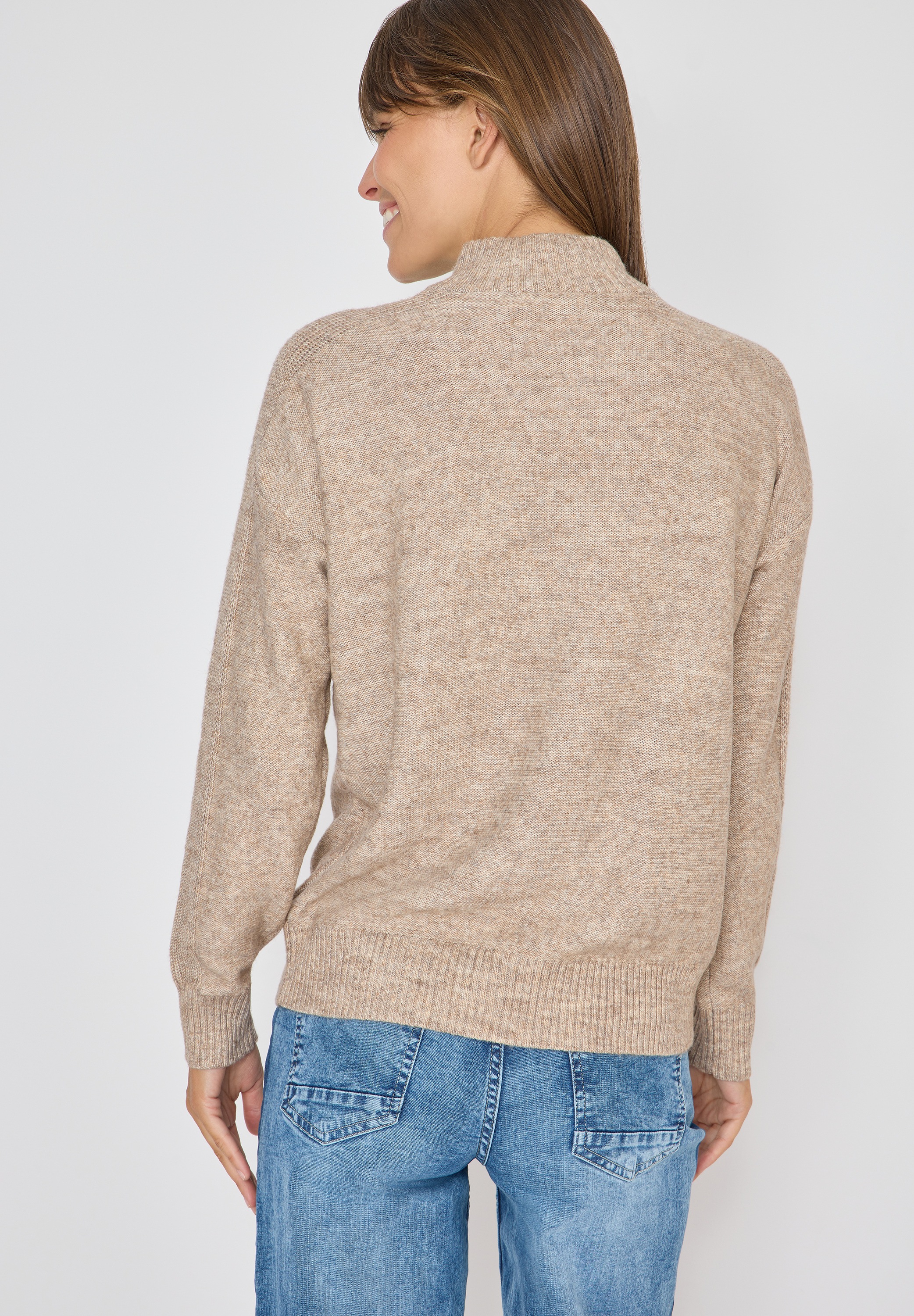 Cecil Strickpullover mit Troyerkragen und feinem Strickmuster
