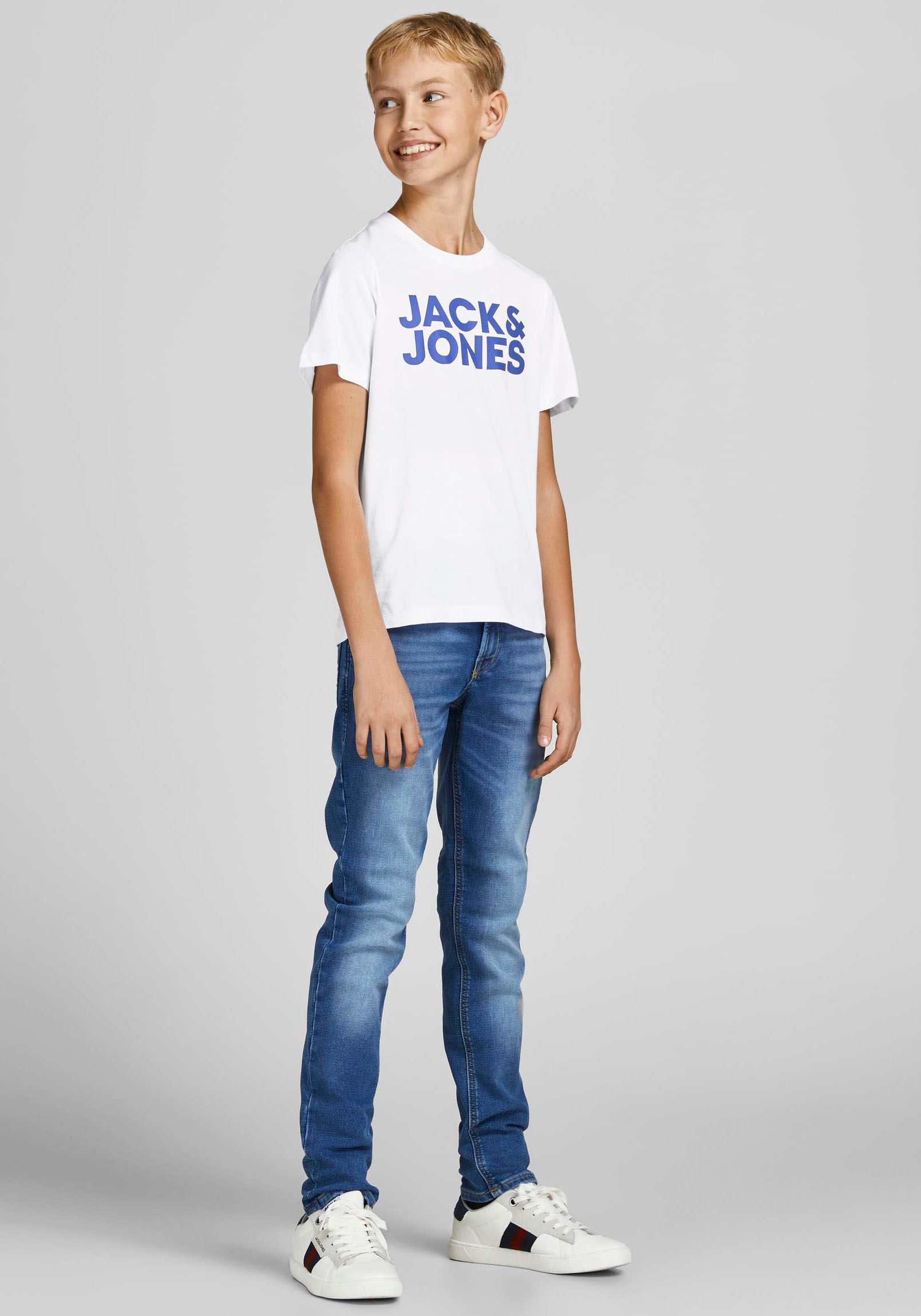 Jack & Jones Junior Rundhalsshirt »JJECORP mit Druck und Rundhals für coolen Look«, (Packung, 2 tlg.), bedruckt, modisch, regular fit, Single Jersey, Rundhals