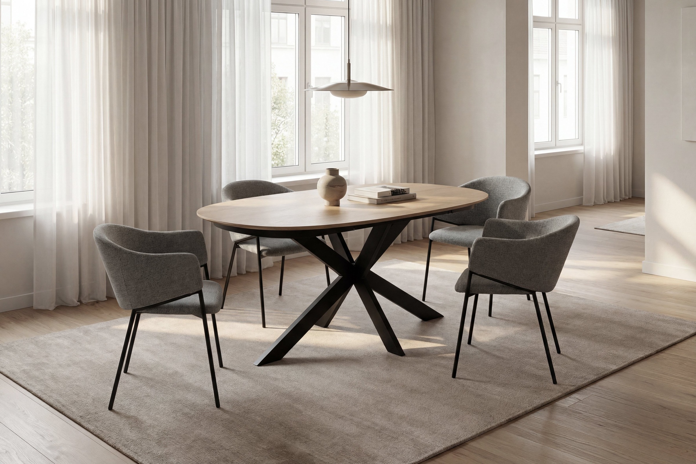 byLIVING Chaise de salle à manger »YORK« (Ensemble) 2 cuisStrukturstoff in grau, bis 110 kg, Schaumstoff, 4-Fussgestell