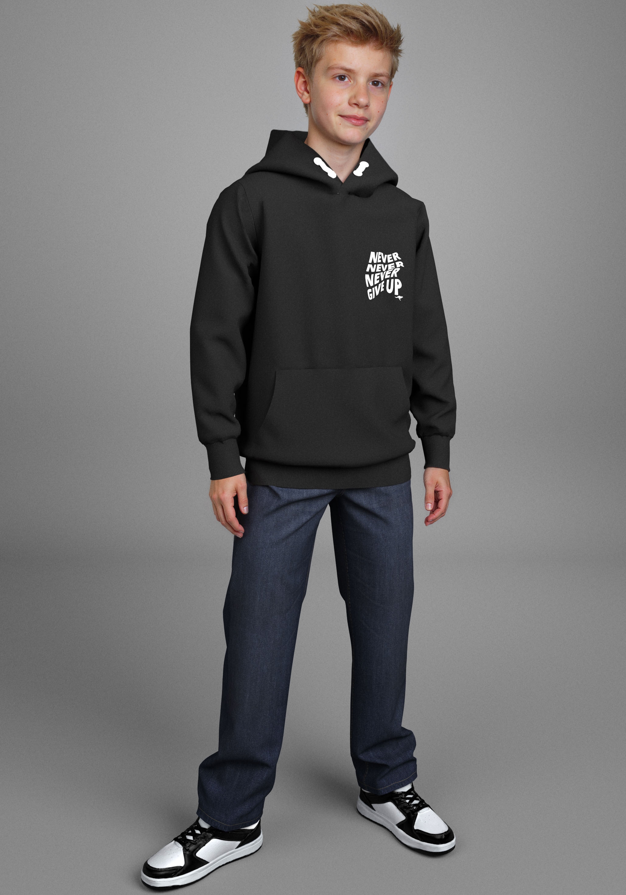 KangaROOS Kapuzensweatshirt »NEVER GIVE UP«, Sweatshirt mit grossem Rückendruck