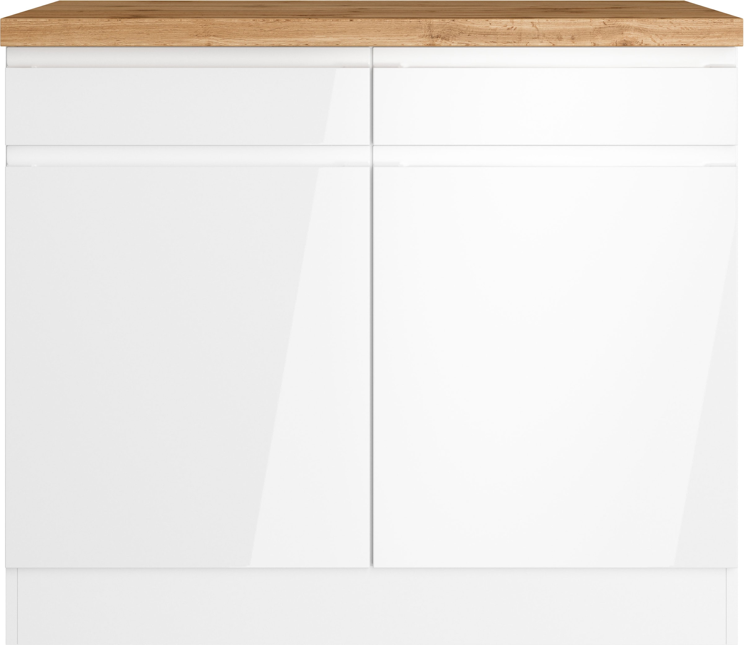 KOCHSTATION Armoire basse »KS-Virginia,neu in verbesserter Ausführung« Rangement, Softclose, avec plan de travail CPL,  largeur 100 cm, 2 portes, fonction soft-close