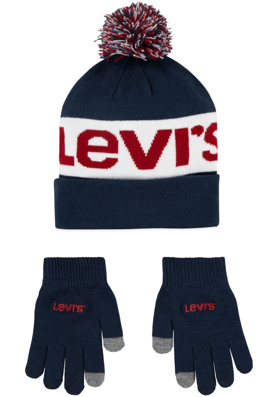 Levi's® Kids Bonnet à pompon und Handschuh im Set