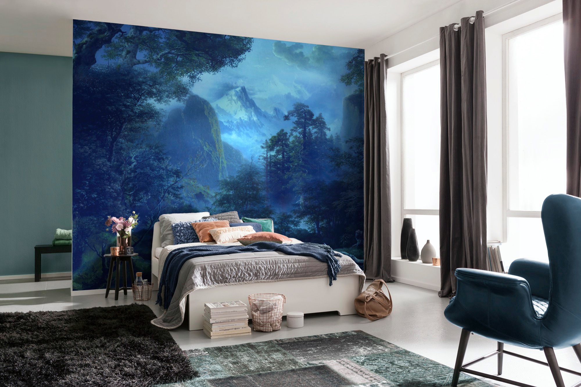 Komar Vliestapete "Digitaldruck Vlies - Midnight - Größe 400 x 280 cm" bedruckt glatt Wohnzimmer, Schlafzimmer