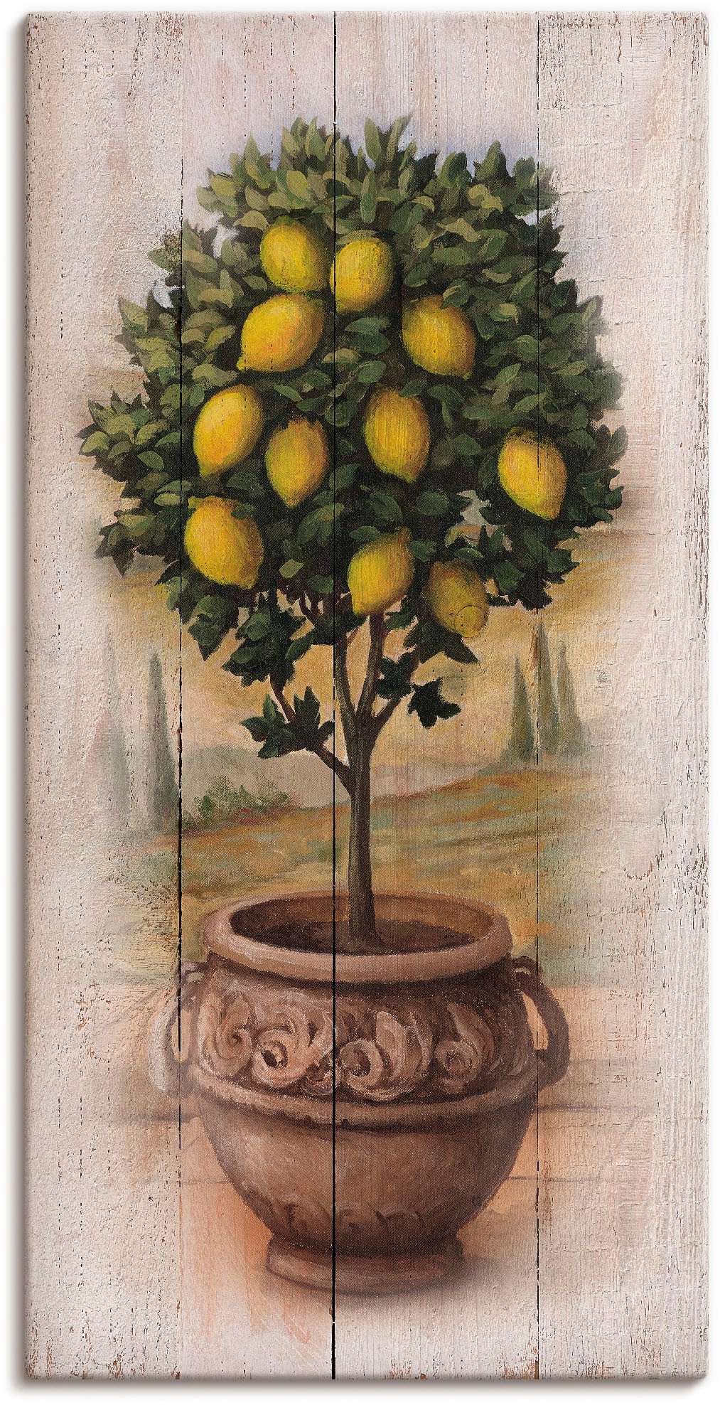 Image of Artland Leinwandbild "Zitronenbaum mit Holzoptik" Bäume 1 Stk. tlg. auf Holzrahmen gespannt