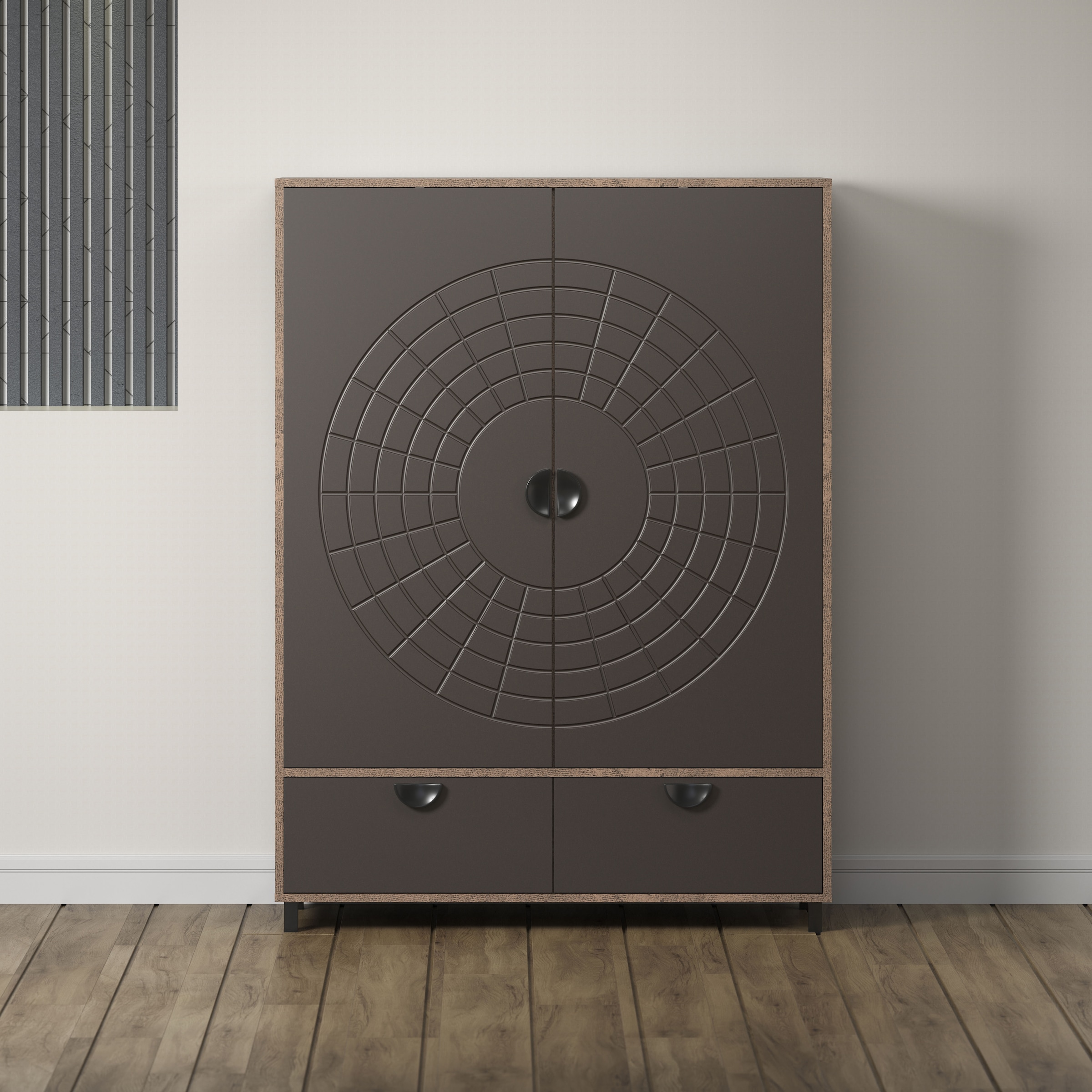 Image of Home affaire Highboard "Fusion" 1 Stk. tlg. Stauraumschrank mit besonderem Kreismuster - (B/T/H) 120/42/163 cm