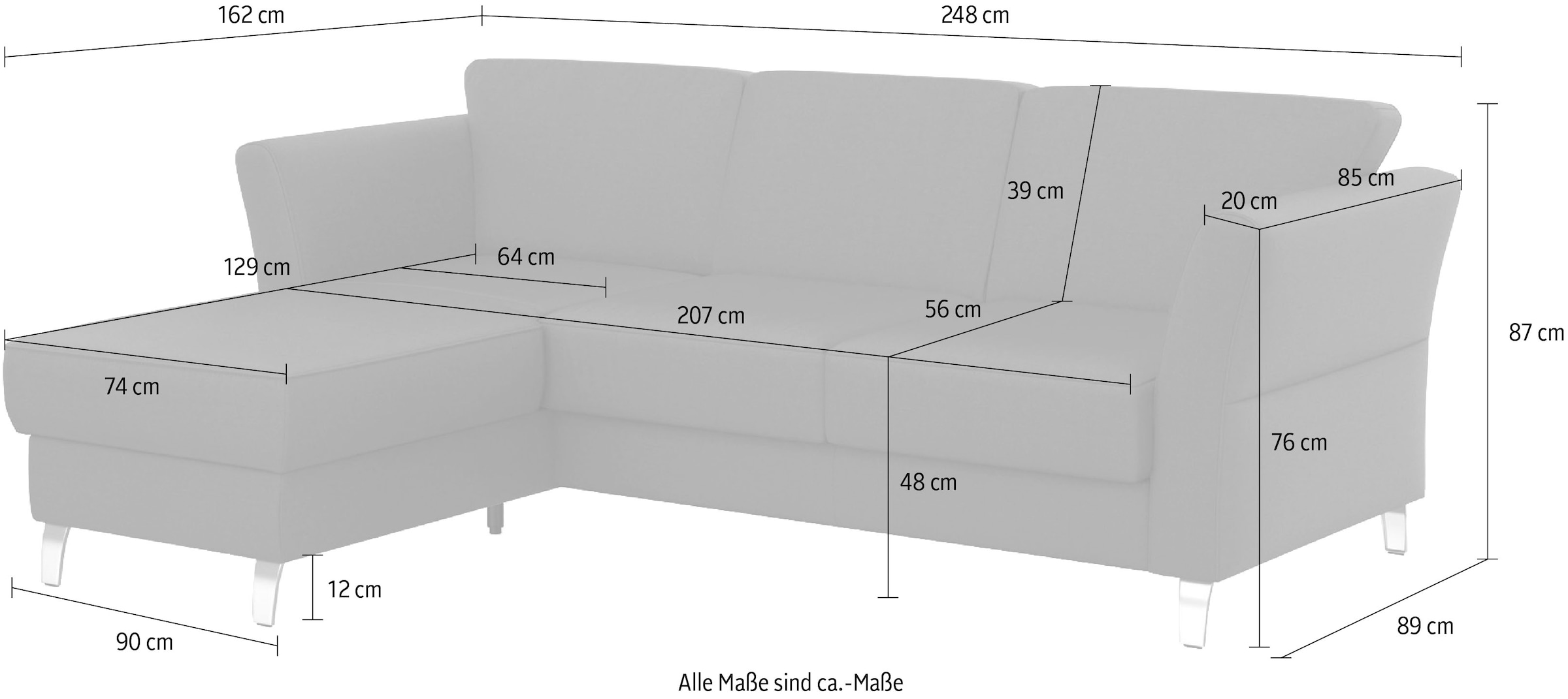 sit&more Ecksofa »Visby L-Form«, wahlweise mit Bettfunktion und Bettkasten, frei im Raum stellbar