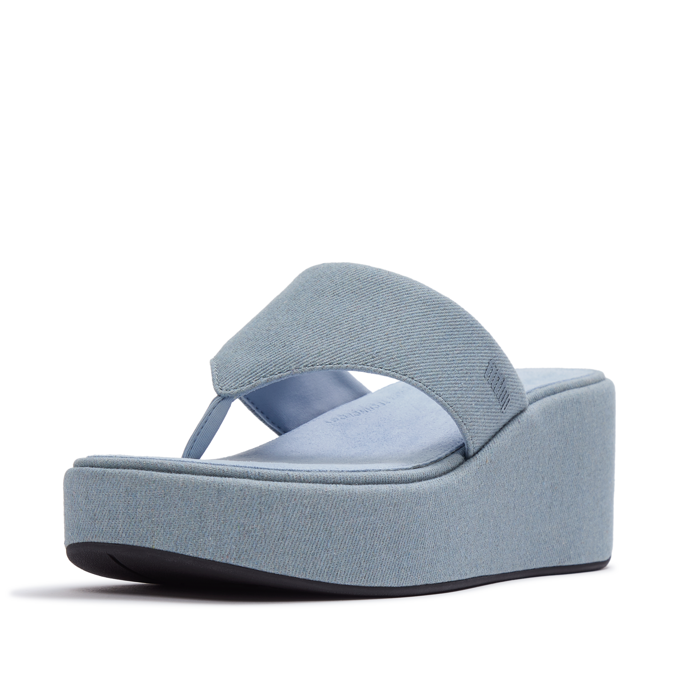 Image of Fitflop Dianette "PLATFFORMS DENIM WEDGE TOE-POST SANDALS" Plateau, Zehensteg, Sommerschuh mit weichem Zehensteg