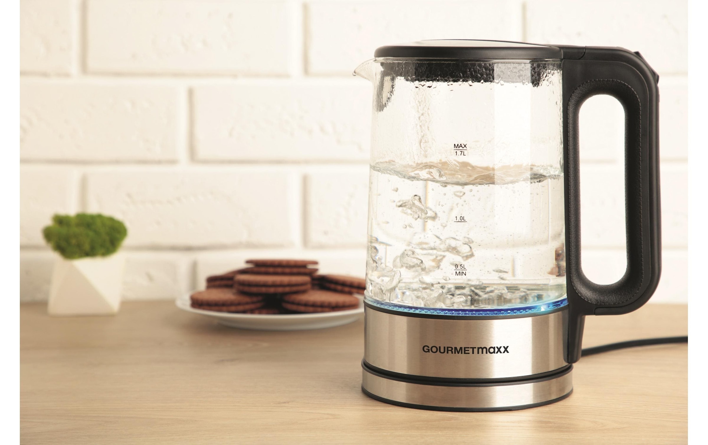 GOURMETmaxx Wasserkocher »45474 l, Silber/Transparent«, 1,7 l, 2200 W