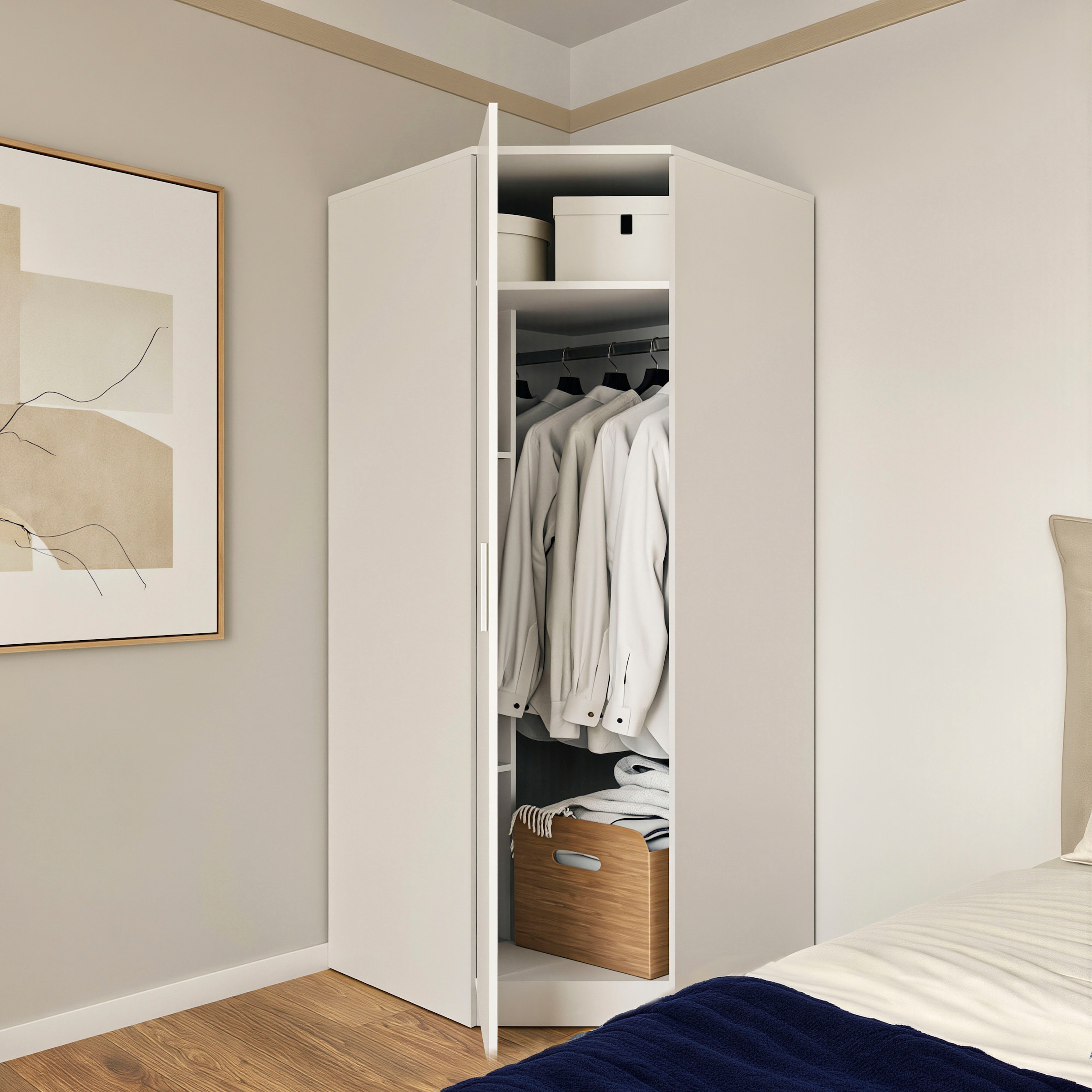 FORTE Eckkleiderschrank »Kleiderschrank, perfekte Ecklösung, einfache Montage« B/H/T 80,4/181/80,4, perfekte Ecklösung, FSC