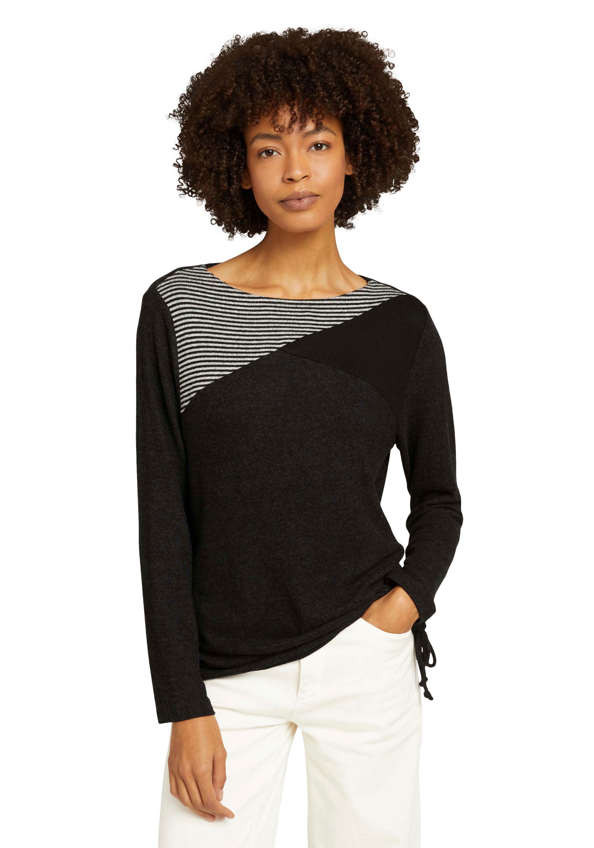 Image of TOM TAILOR Langarmshirt, aus kuschelig aufgerauter Qualität mit Patchwork-Muster bei Ackermann Versand Schweiz