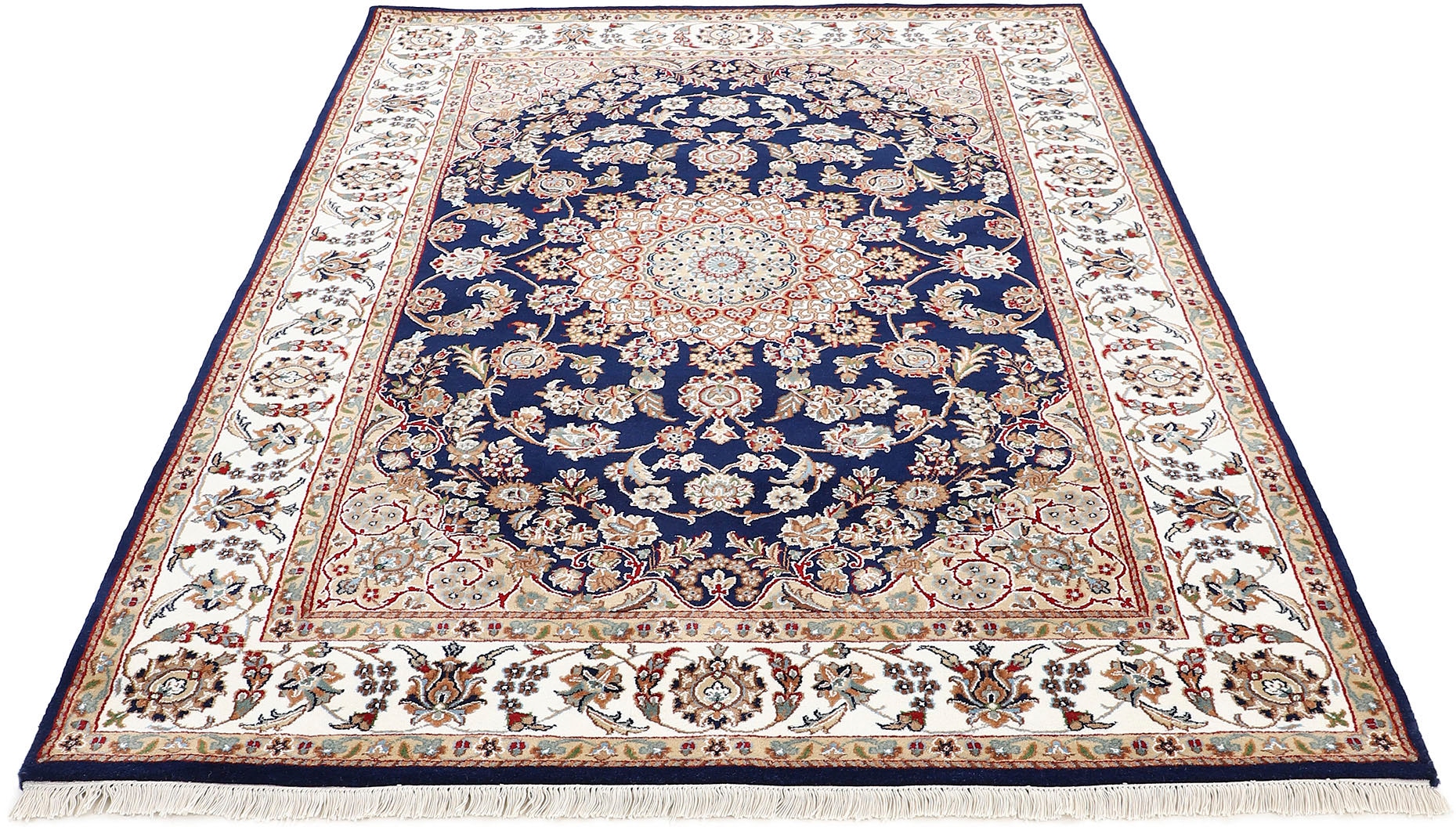 Woven Arts Orientteppich »Orientteppich Nain«, rechteckig, 15 mm Höhe, handgeknüpft, Wohnzimmer, reine Wolle