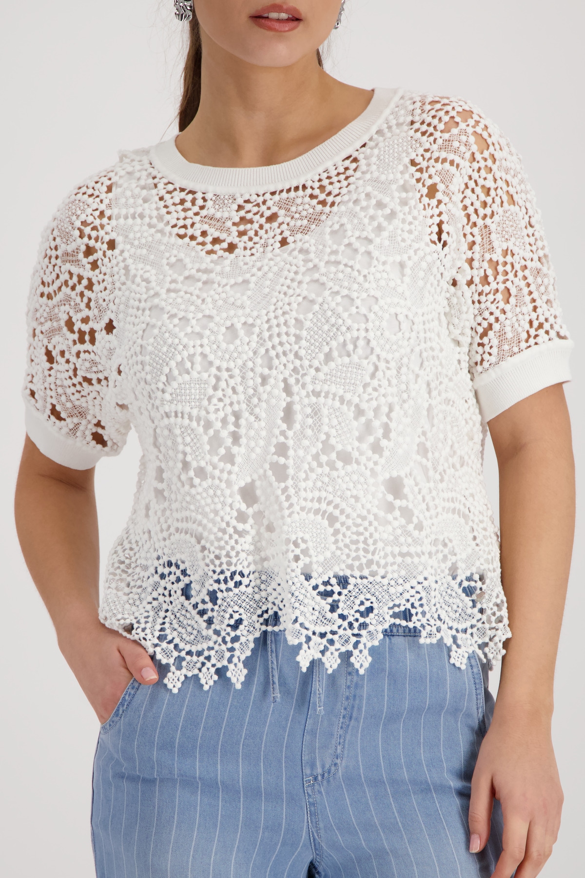 Image of Monari Ajourpullover "Pullover Basic Spitze" aus Spitze