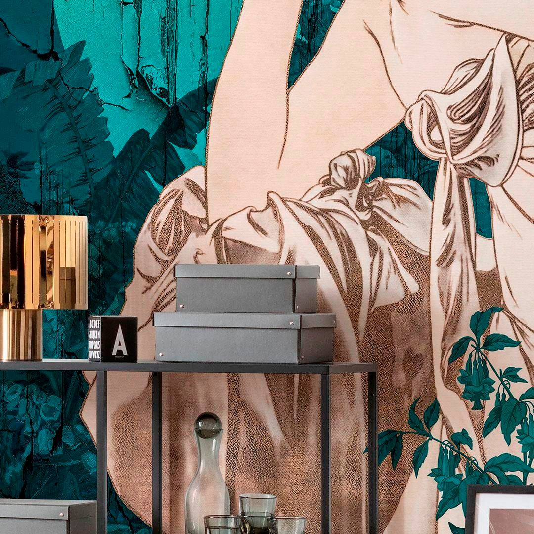 Komar Papier peint intissé »Digitaldruck Vlies -  Songes Vert - Grösse 200 x 280 cm« imprimé Wohnzimmer, Schlafzimmer
