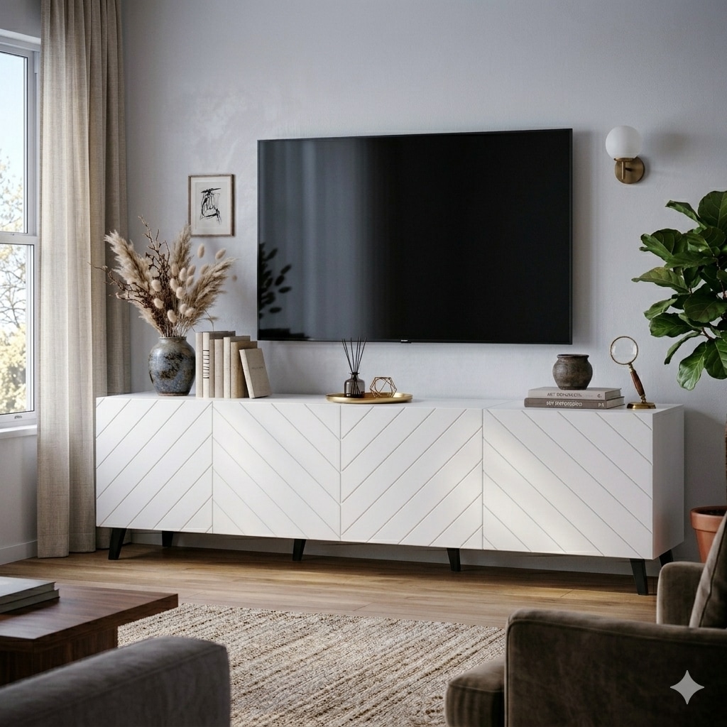 GOODproduct Lowboard »HOLLY 2.0, TV-Board, TV-Kommode, TV-Schrank, TV-Unterschrank, TV-Möbel« Modernes lackiertes Hochglanz TV-Board, grifflos, Breite 200 cm
