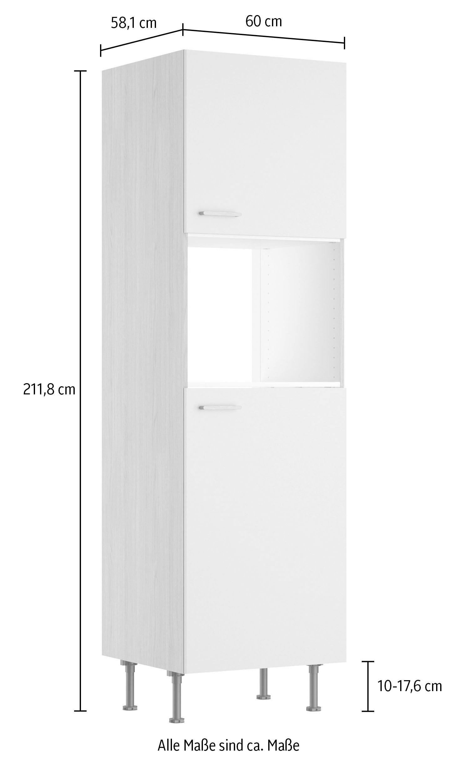 KOCHSTATION Armoire pour micro-ondes »KS-Lucy« Breite 60 cm, mit 2 Türen, Soft-Close, höhenverstellbare Füsse