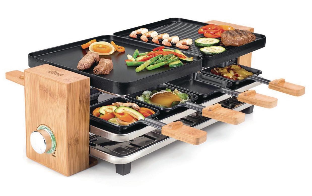 Image of KOENIG Raclette "Bamboo" 8 Stk. Raclettepfännchen 1.200 W