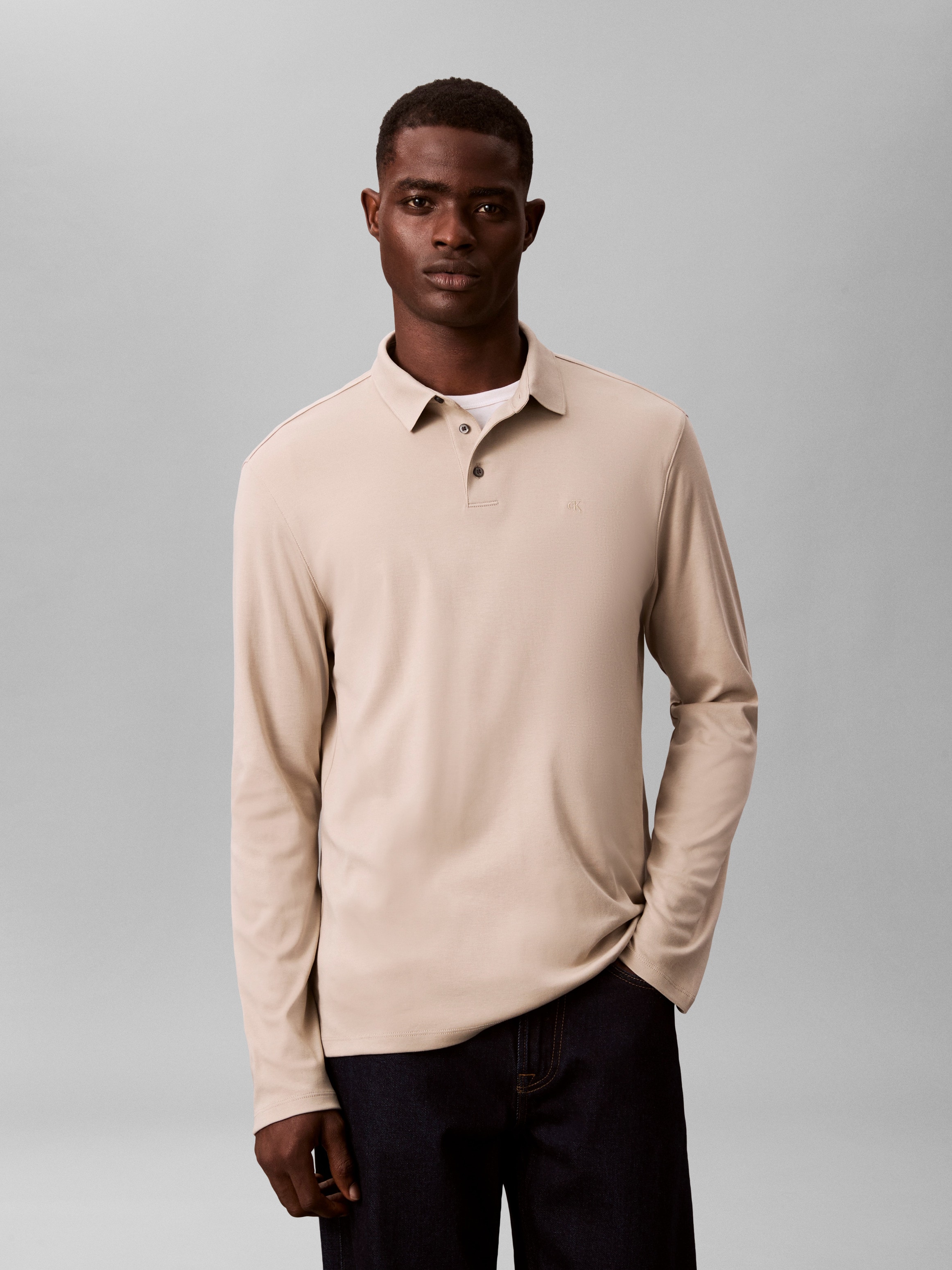 Calvin Klein Polo à manches longues »LS SUPIMA COTTON SOLID POLO« regular fit mit Rundhalsausschnitt