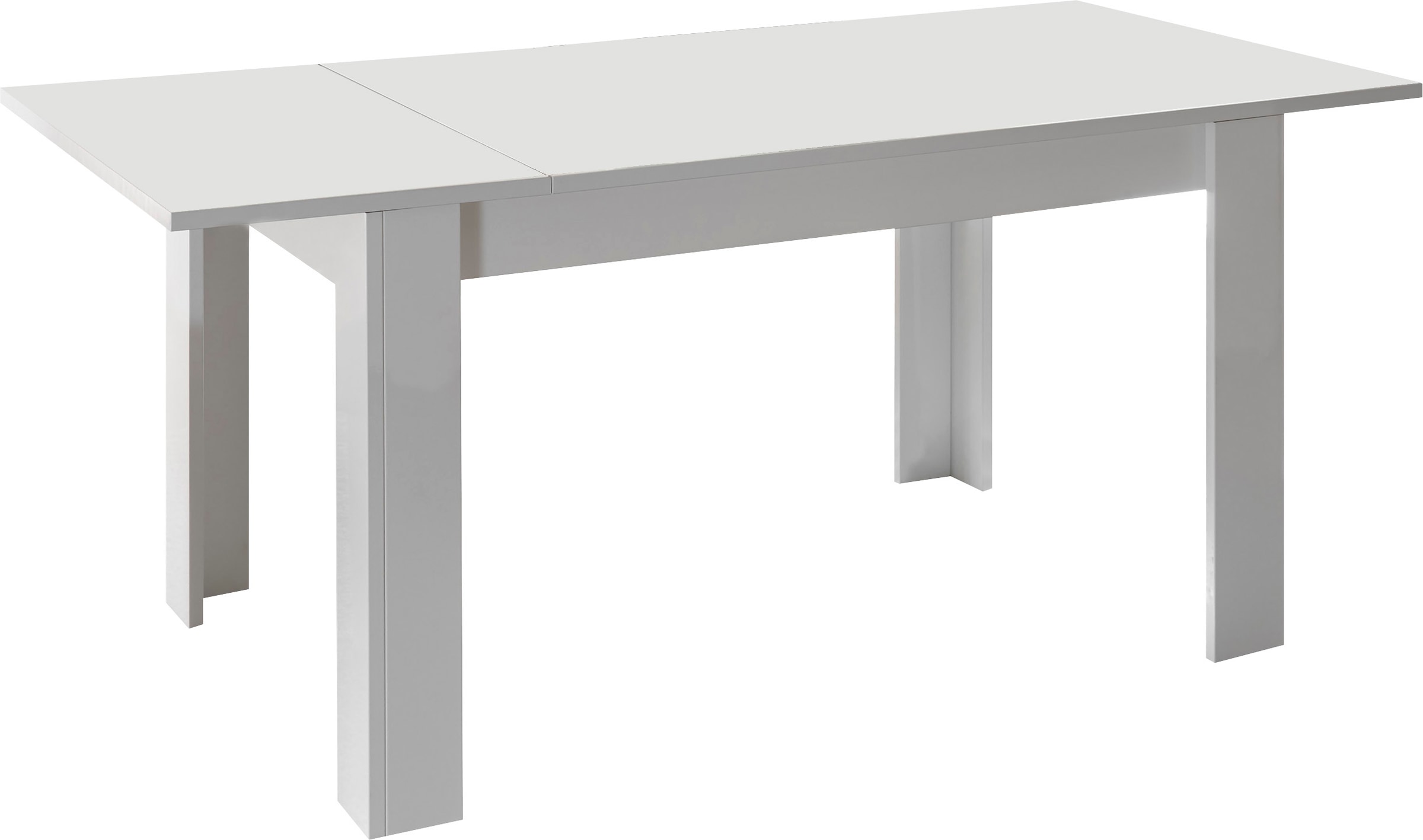 INOSIGN Esstisch »Basic 137x90x79 cm (BxTxH), Esszimmertisch Weiss Hochglanz Lack,« moderner rechteckiger Küchentisch, ausziehbar, erweiterbar auf 185 cm