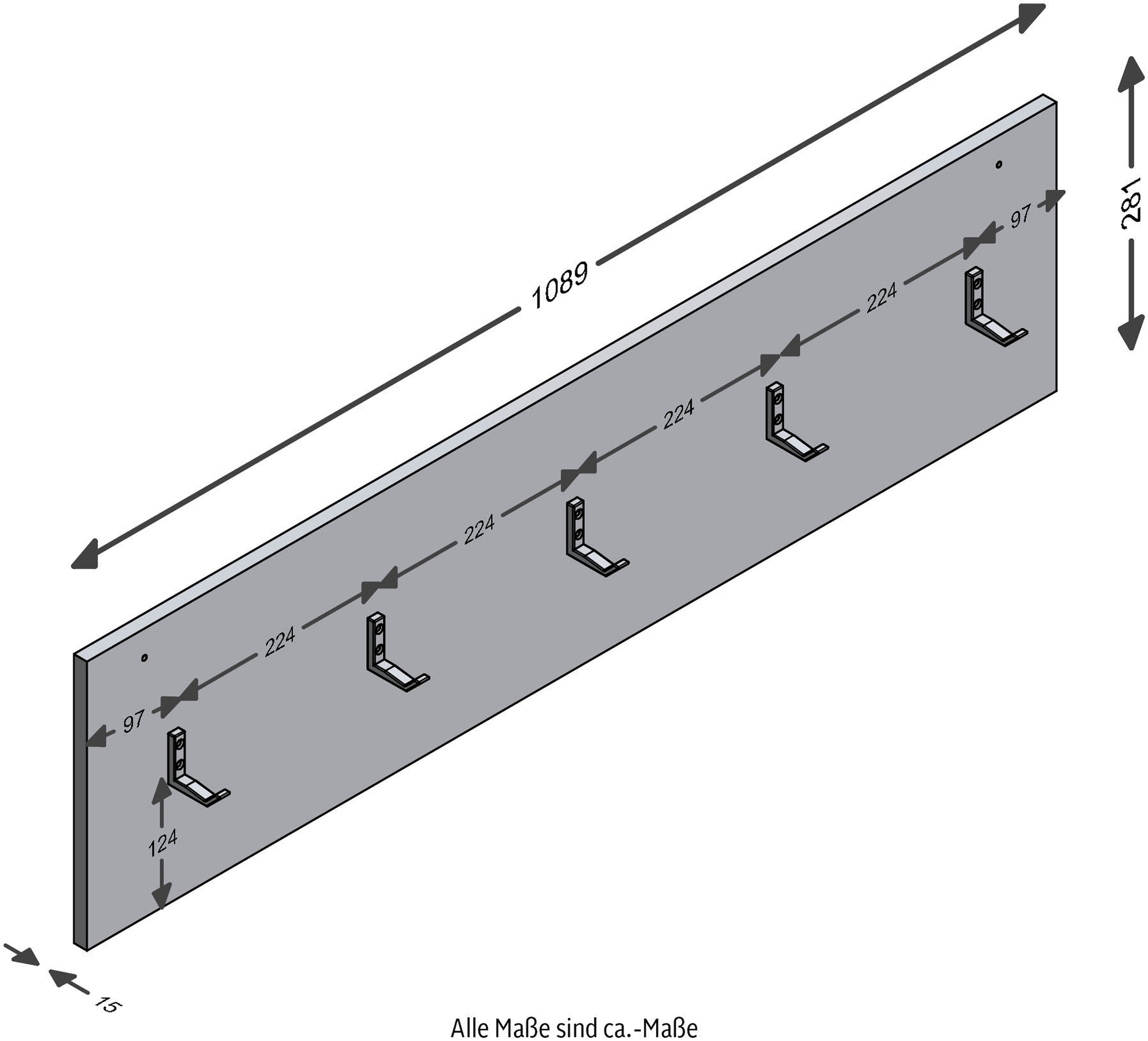 FMD Garderobenpaneel »Belm« mit 5 Haken