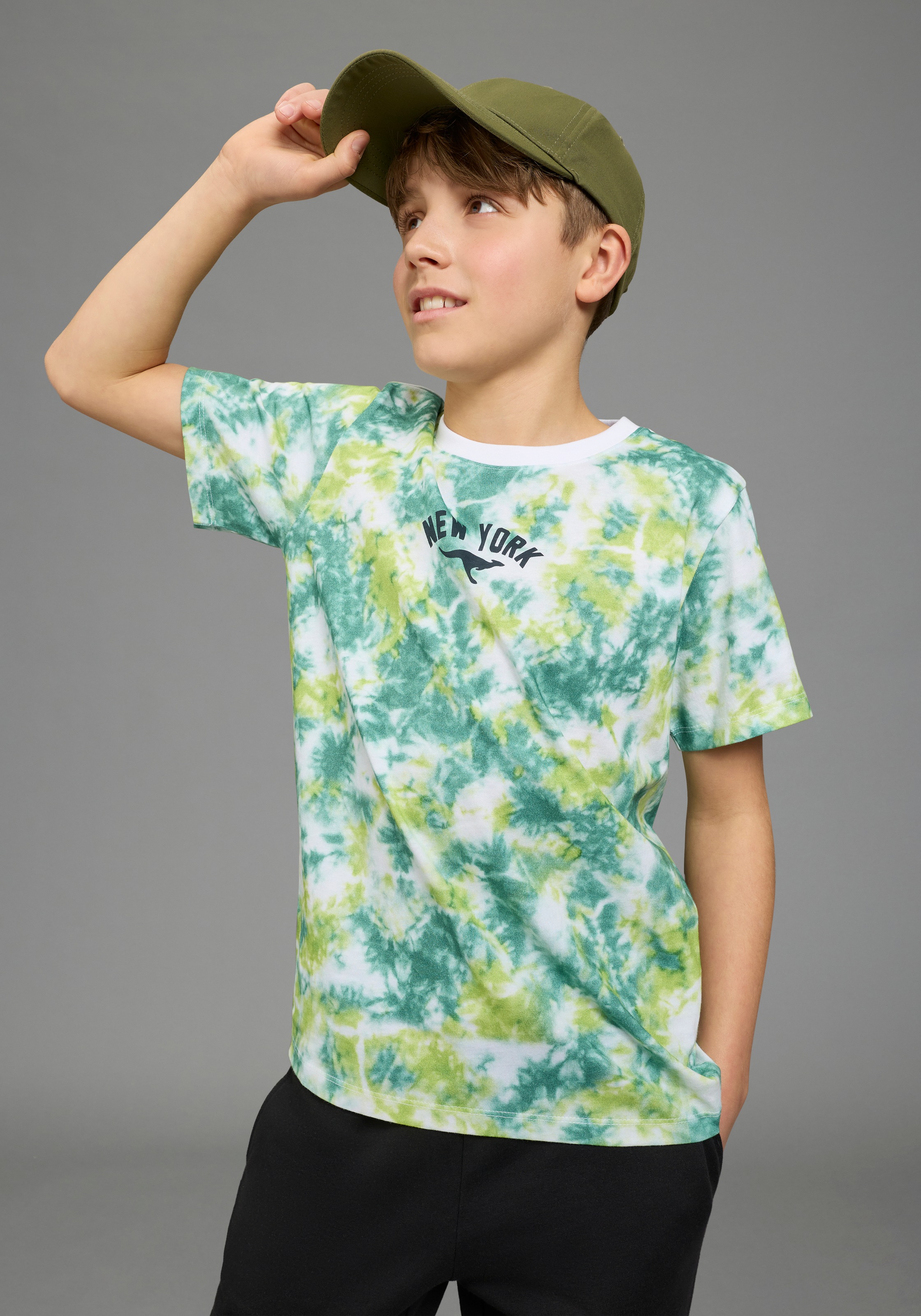 Image of KangaROOS T-Shirt "Kangaroos T-Shirt Batik-Optik" Basic Passform, Kurzarm, mit Batikmuster und Allover-Druck