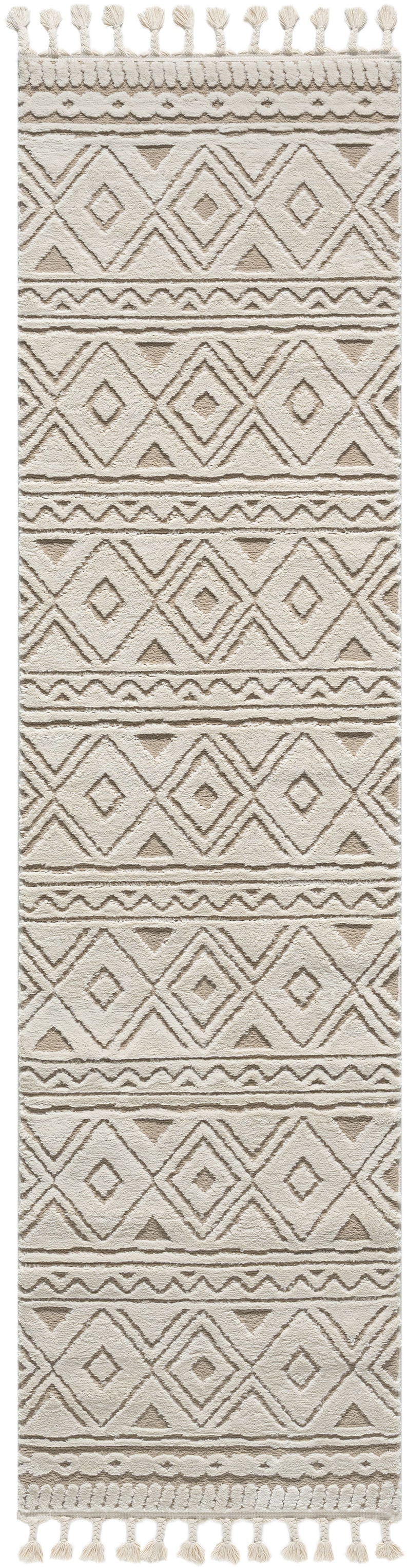 my home Läufer »Bonvo 80x300 cm« rechteckig 19 mm Höhe mit Fransen, Hoch-Tief-Struktur, Wohnzimmer, Schlafzimmer