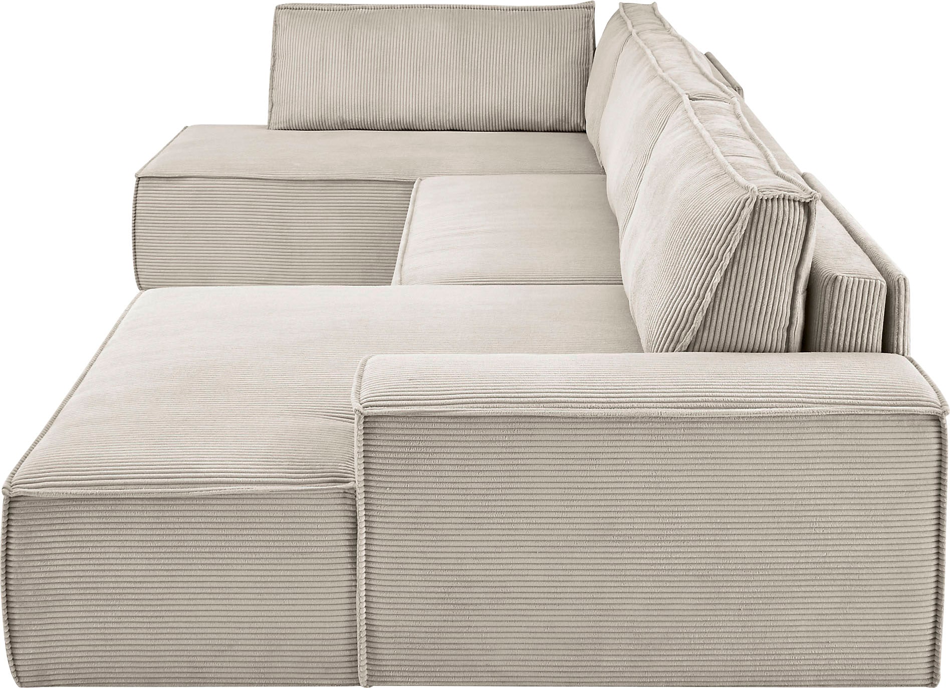 Home affaire Wohnlandschaft »SHERWOOD 329 cm, U-Form, Schlafsofa,«, Schlaffunktion m. Bettkasten (194x139 cm), Cord, Vintage, Samtvelours
