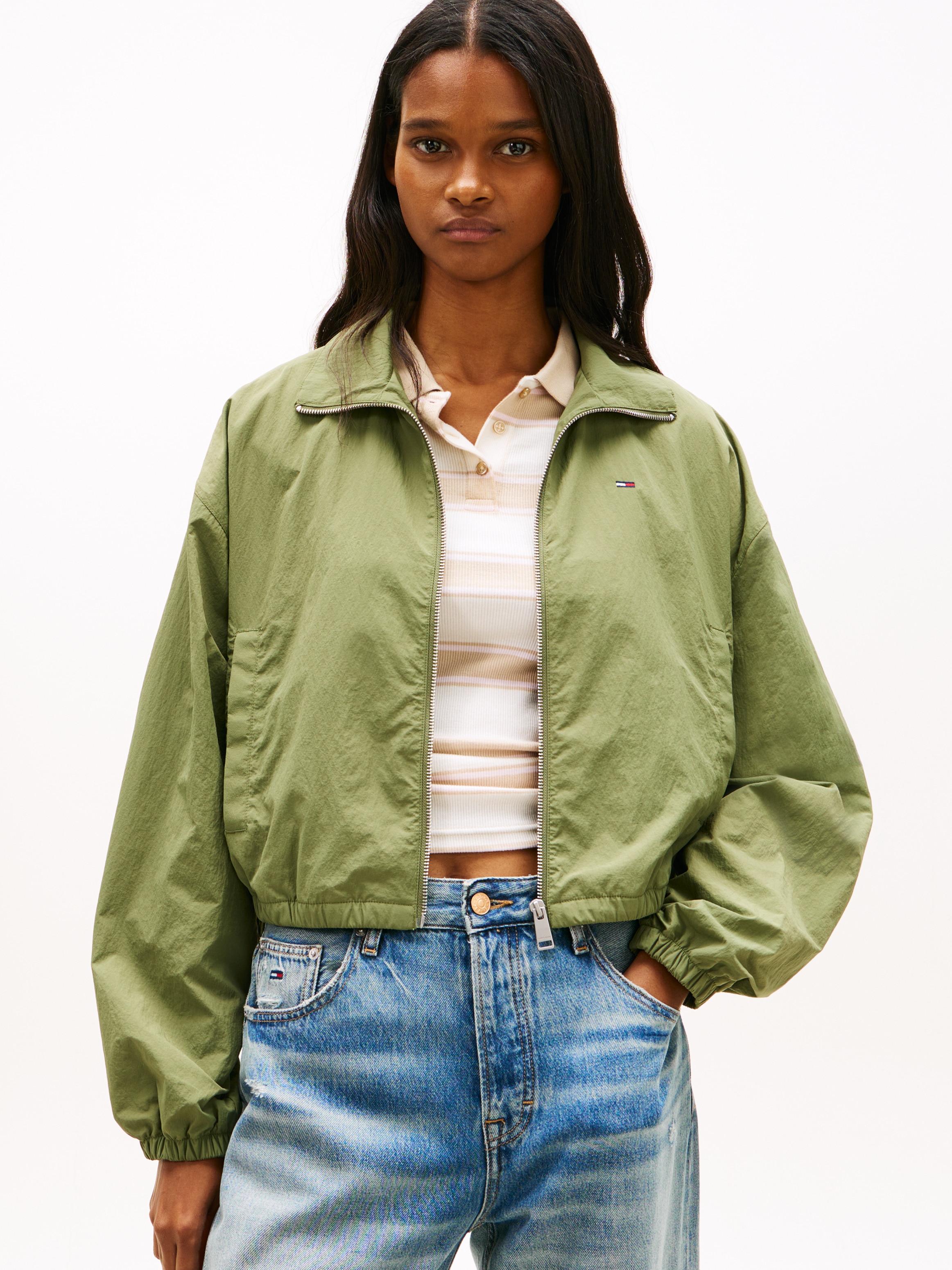 Tommy Jeans Veste courte »TJW TIE SIDE HIGH NECK JACKET« ceinture taille avec liens latéraux à nouer