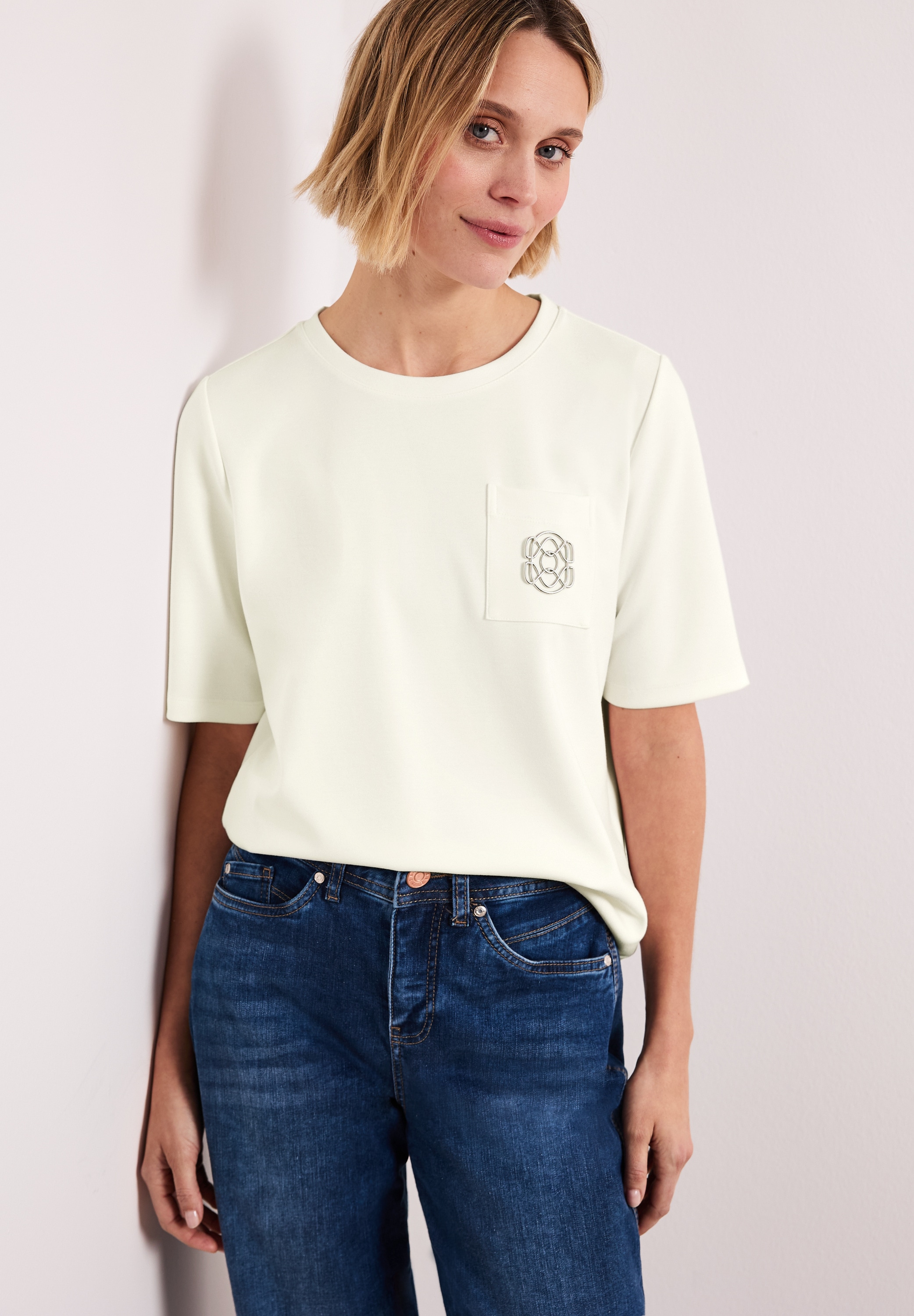 Image of STREET ONE Kurzarmshirt Sommershirt mit Rundhals und Deko-Detail