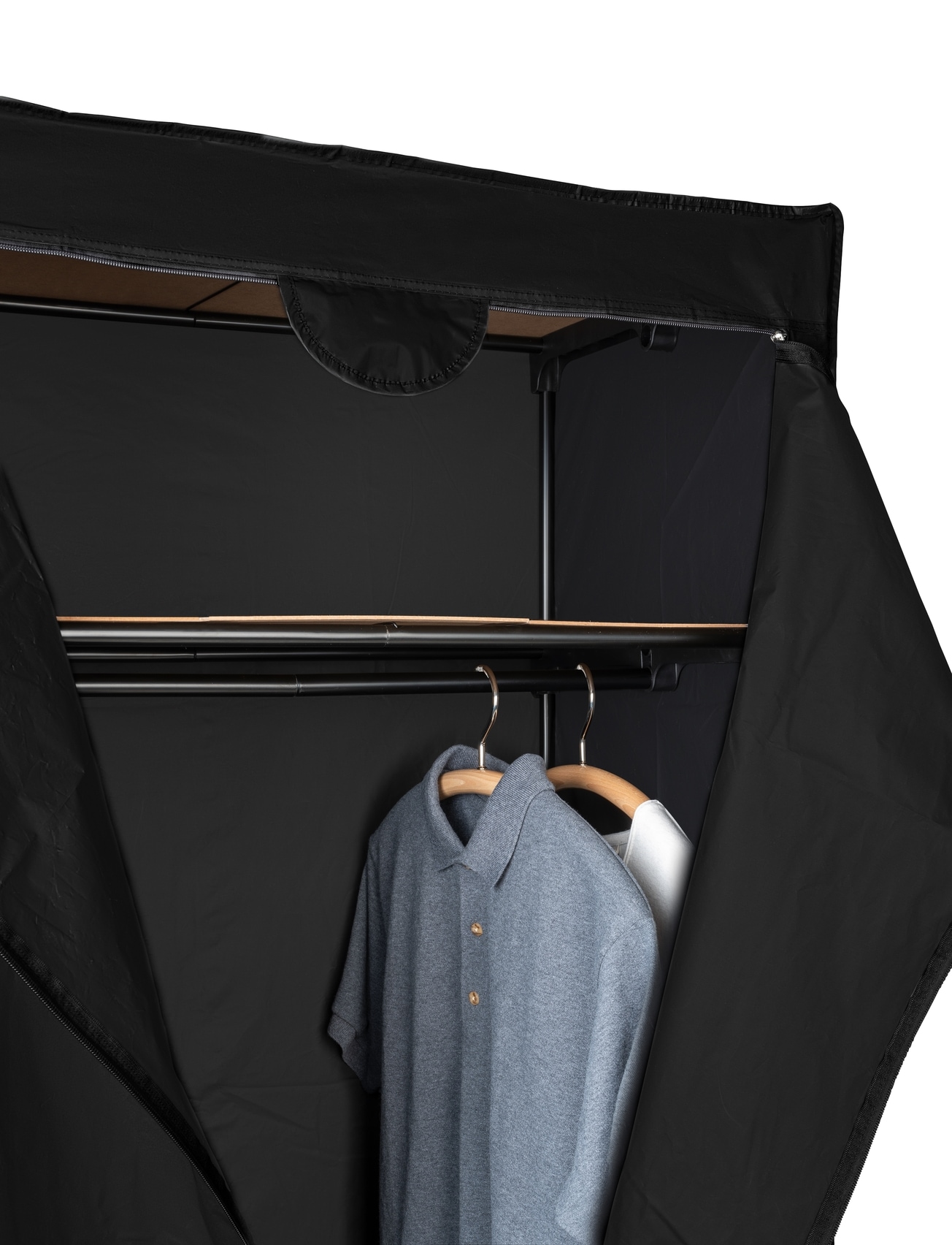 WENKO Stoffschrank »Modell Deep Black«, mit Kleiderstange, Ablage & Reissverschluss, Metallgestell, abwaschbar