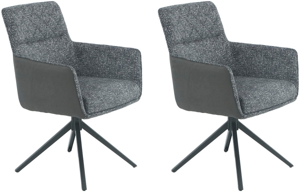 HELA 4-Fussstuhl »UDINE, Funktionsstuhl, Armlehnenstuhl« (Set) 2 Stk.360°drehbar mit Auto-Return,Wippfunktion, Federkorb, Stoffkombination