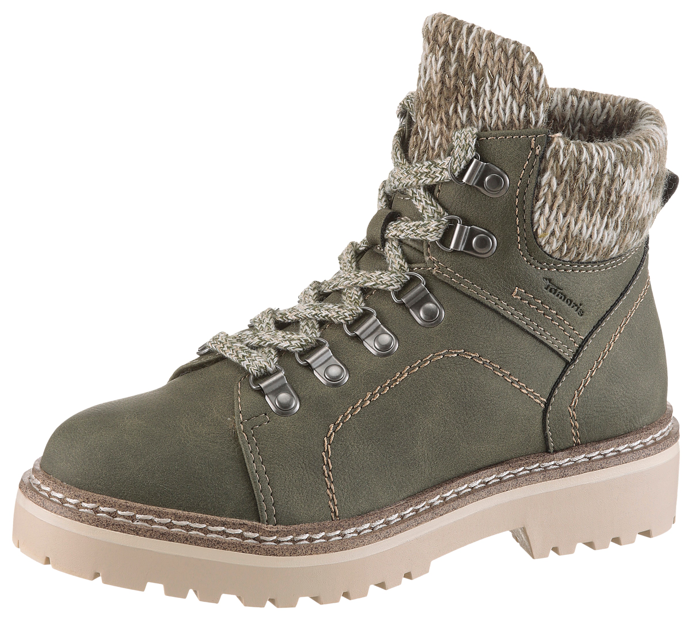 Image of Tamaris Winterboots, Blockasatz, Schnürboots, im Bergsteigerlook, vegane Verarbeitung