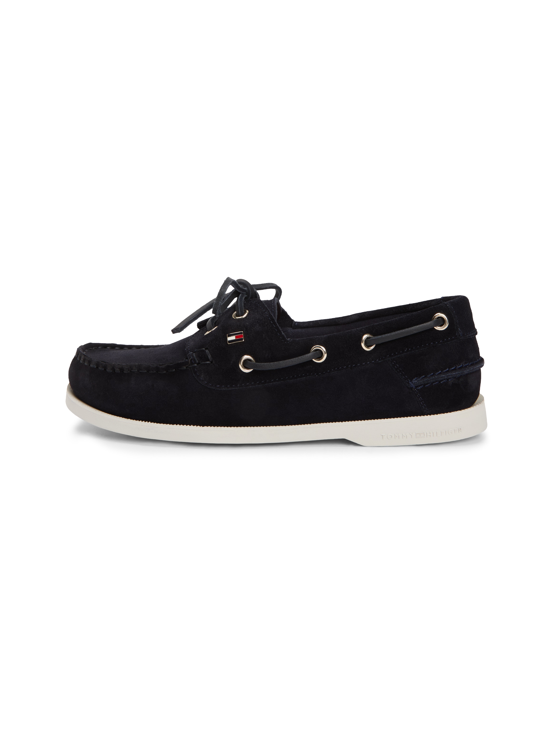 Tommy Hilfiger Bottes »HILFIGER SUEDE BOAT SHOE«  Chaussure décontractée, chaussure basse, à lacets avec œillets mode