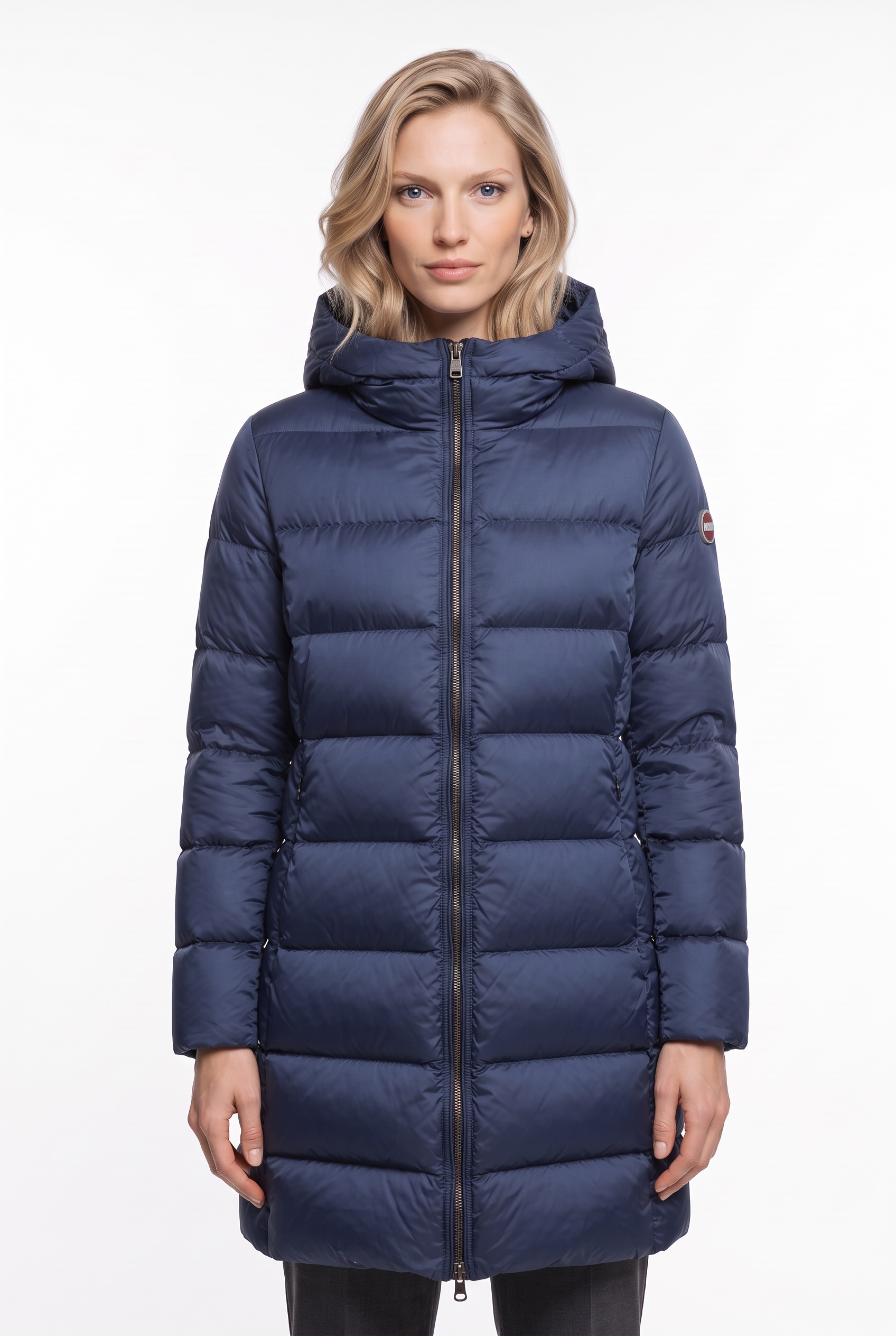 Image of Colmar Daunenjacke mit Kapuze mit glänzendem Finish, normale Passform, 2-Wege-Zipper