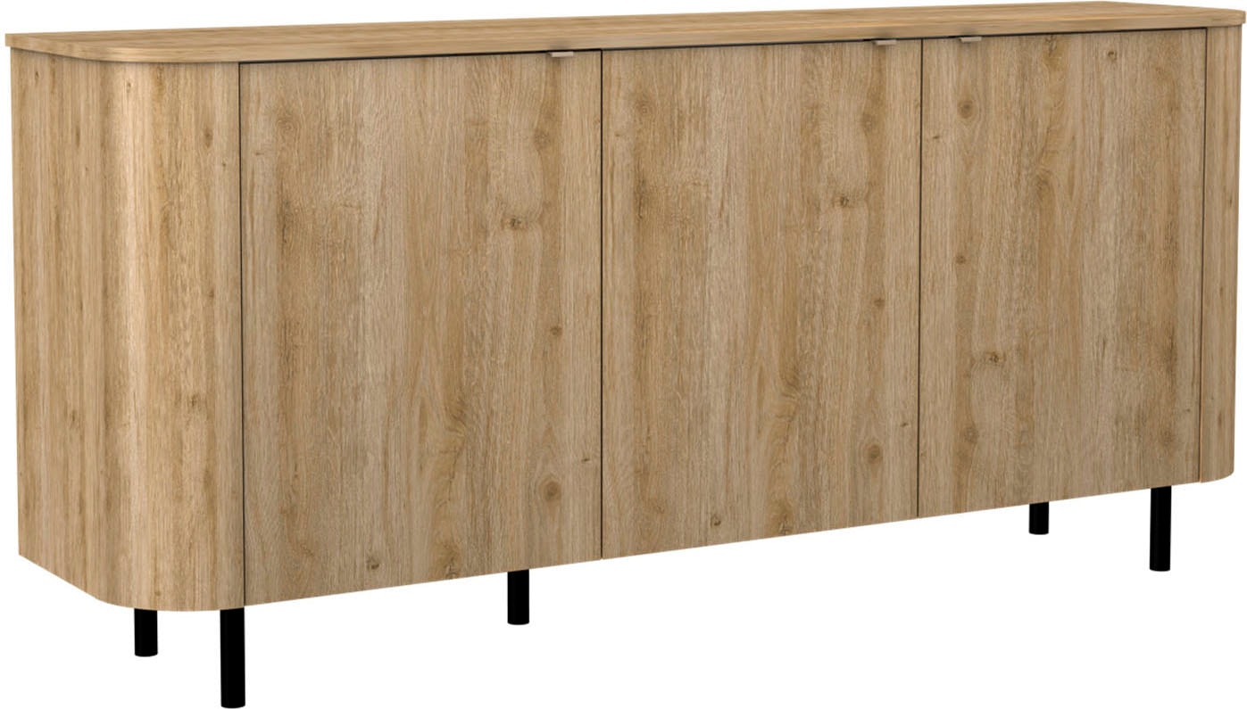 Image of Home affaire Sideboard "Murano, 181 cm breit, 3 Türen, Anrichte, Kommode, Stauraumschrank" Formgebogenes MDF, Stirnseiten mit Rundung, Füsse und Griffe aus Metall