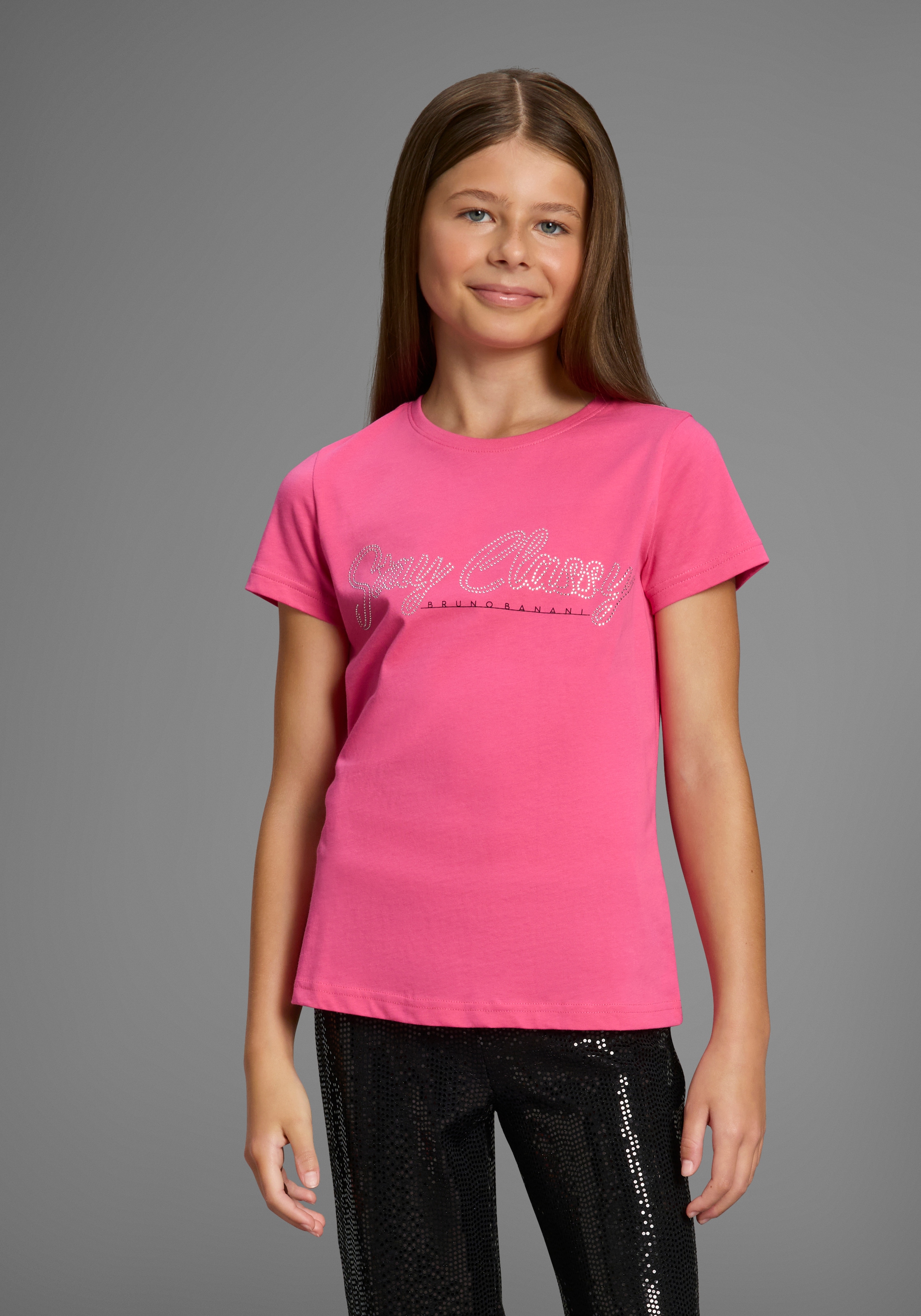 Image of Bruno Banani T-Shirt "Shirt mit glitzernder Strass-Applikation für Mädchen" Für TEENS. Cooles Logoshirt