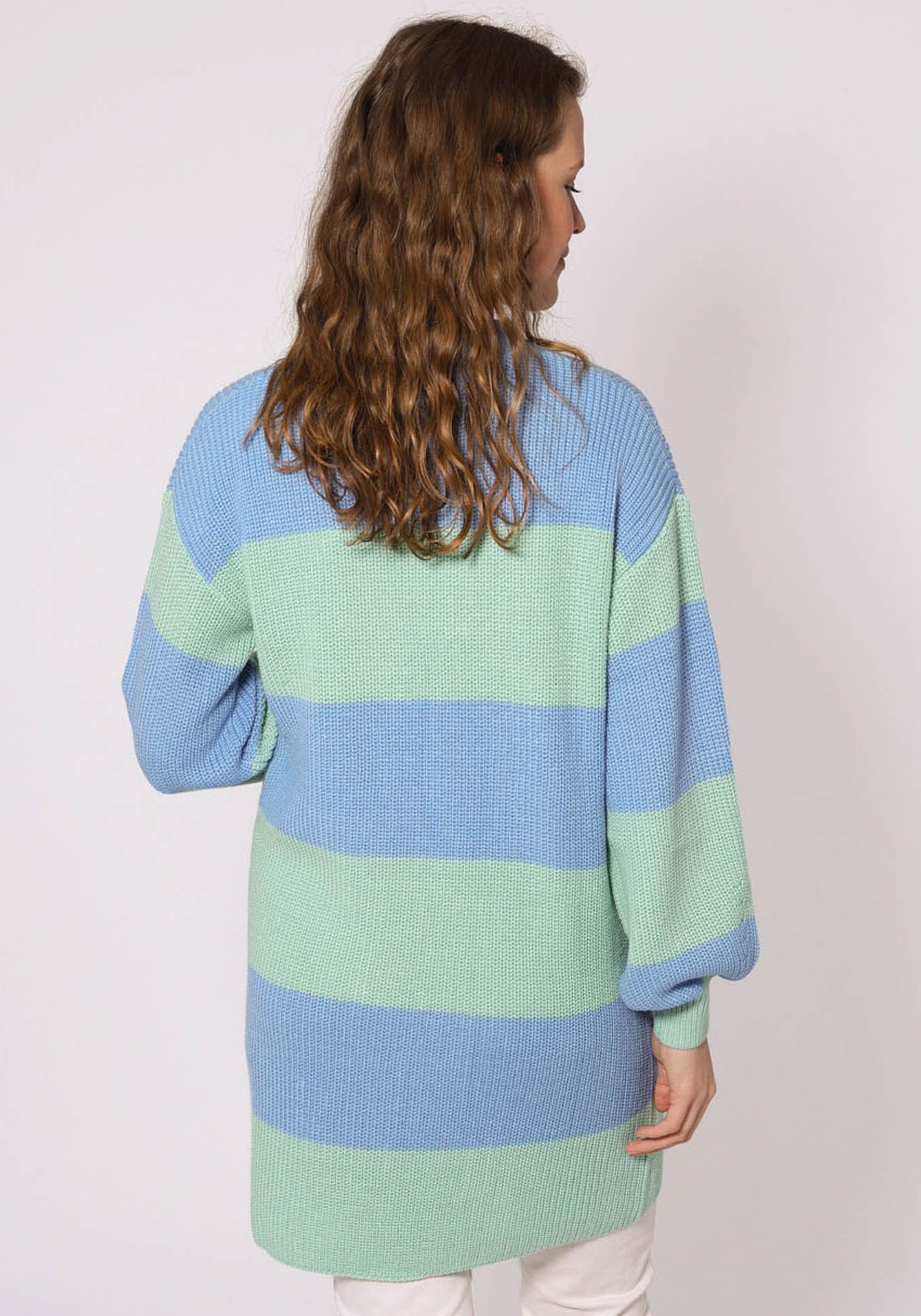 Zwillingsherz Cardigan »"Katja"«, One Size, Wollanteil, Langarm, Blockstreifen, ohne Verschluss