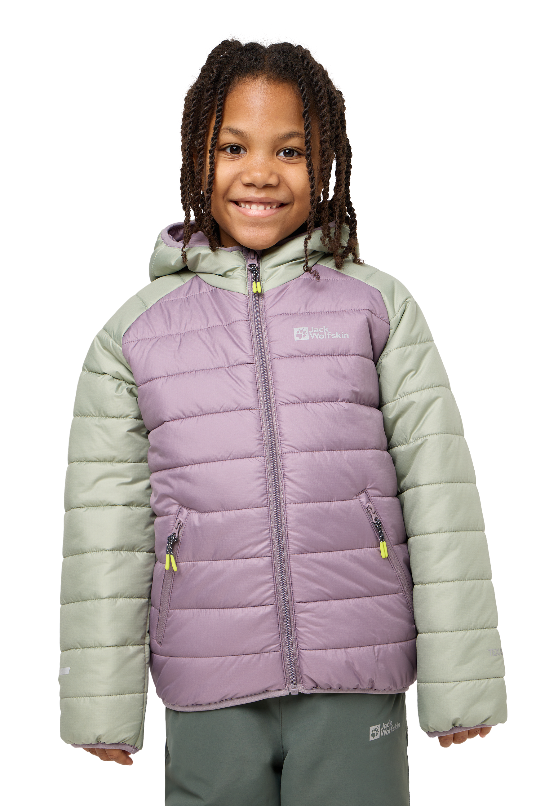 Image of Jack Wolfskin Steppjacke "ZENON für Kinder" mit Kapuze mit Kapuze und hochschliessendem Kragen, winddichtes Obermaterial