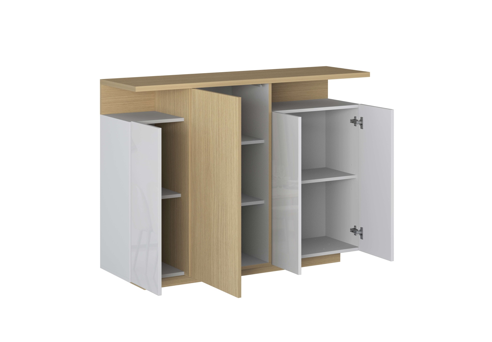 GOODproduct »Highboard ETHOS, Kommode, Schrank, Kredenz« 1 cuis tlg. Avec 4 portes pivotantes, 9 compartiments intérieurs et 2 compartiments extérieurs, L.130 cm