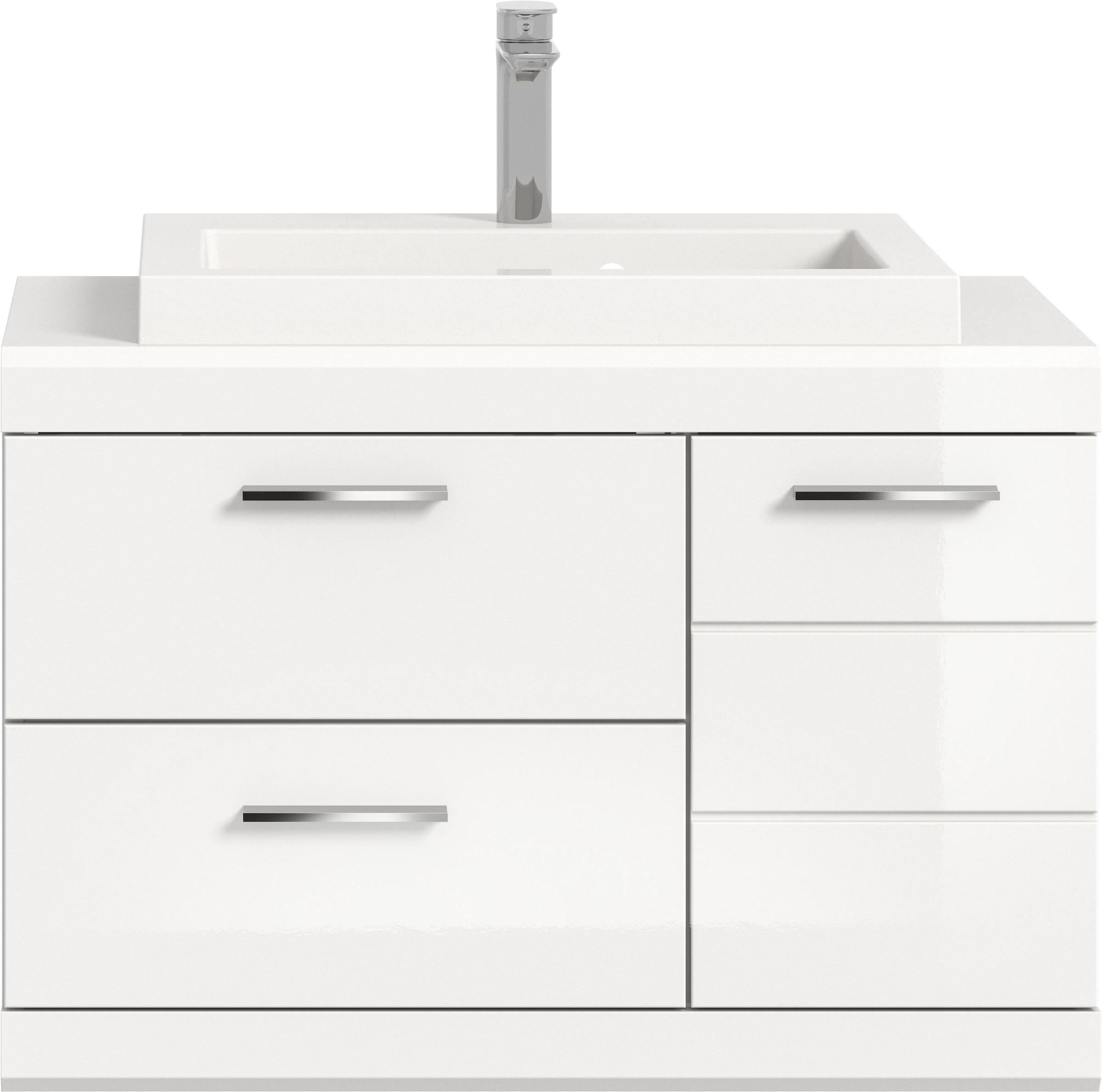 welltime Waschtisch »SIENA, hängend, inkl. Aufsatzwaschbecken, Breite 80 cm, MDF-Front« WBU, Badmöbel, Badschrank, Kommode, Unterschrank, Bad, Hängeschrank