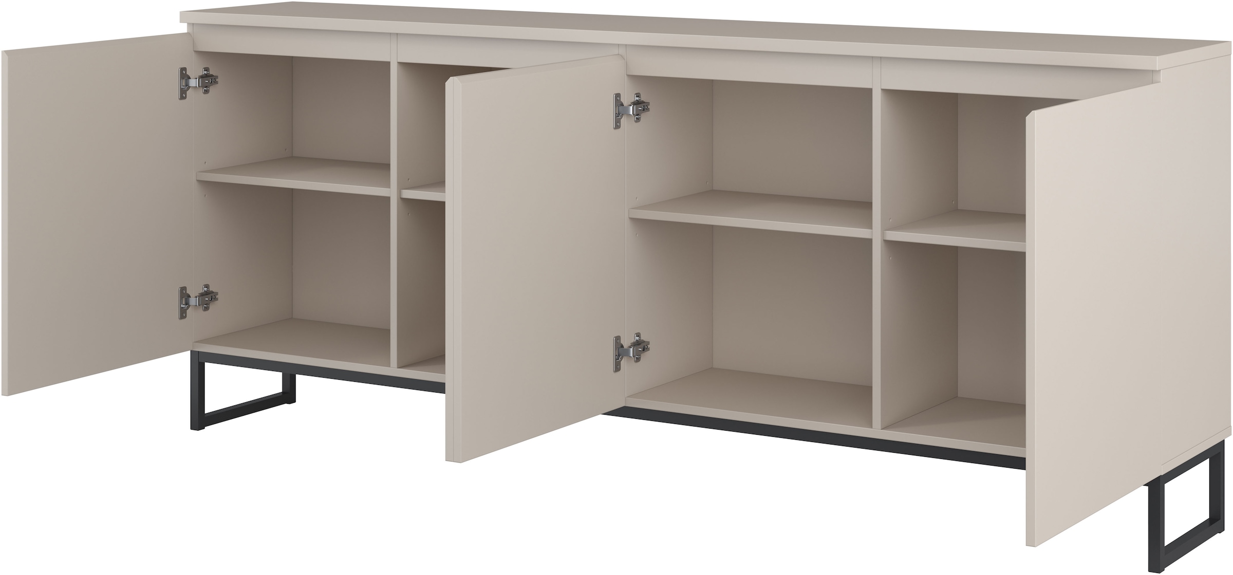 GOODproduct Sideboard »Modo II, Breite 200 cm, moderne grifflose Kommode 4Türen« Anrichte mit viel Stauraum, Einlegeböden verstellbar, Metallkufen