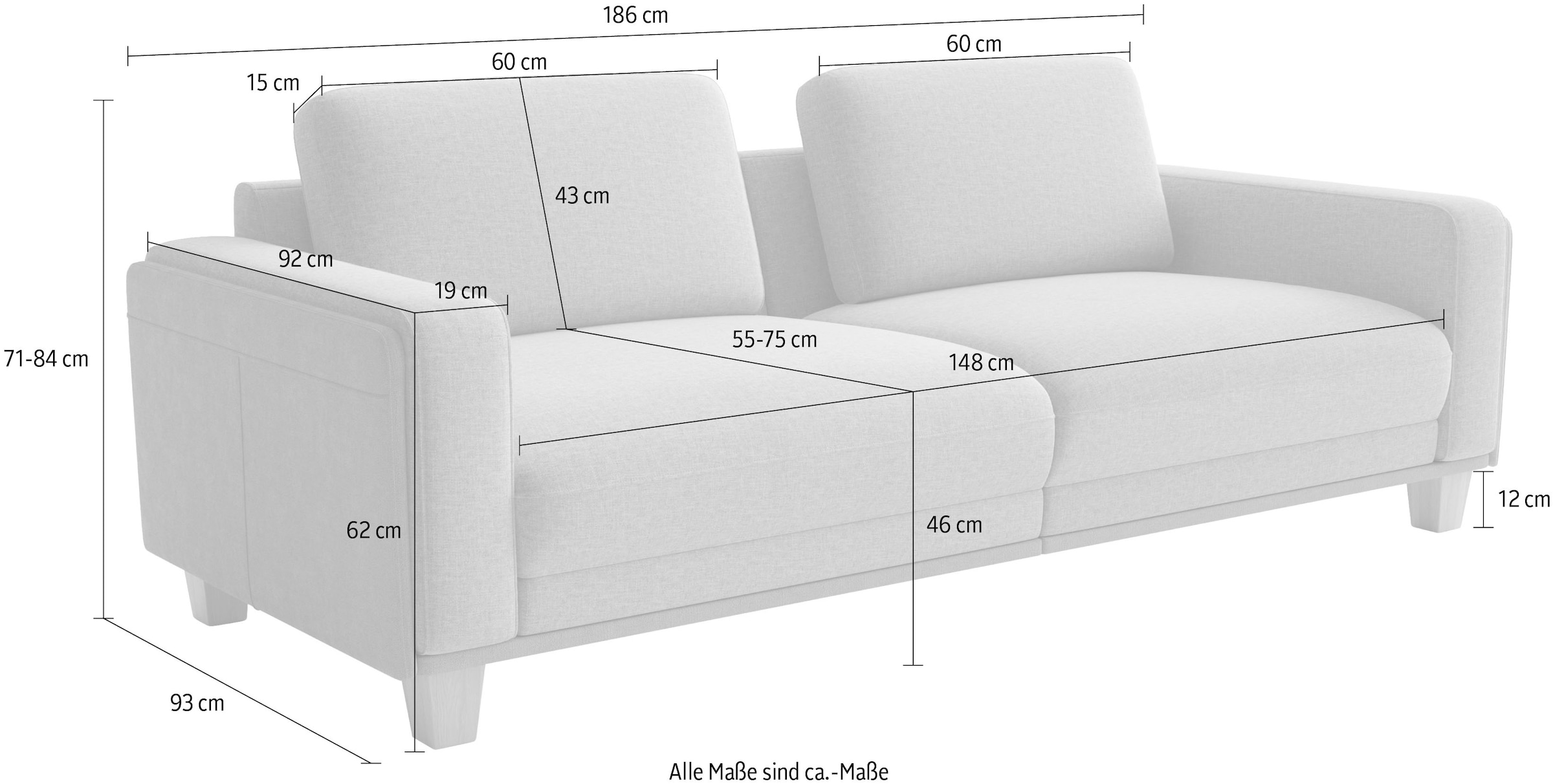 sit&more Big-Sofa »Concept« Modernes Sofa in drei Fussfarben zur Auswahl