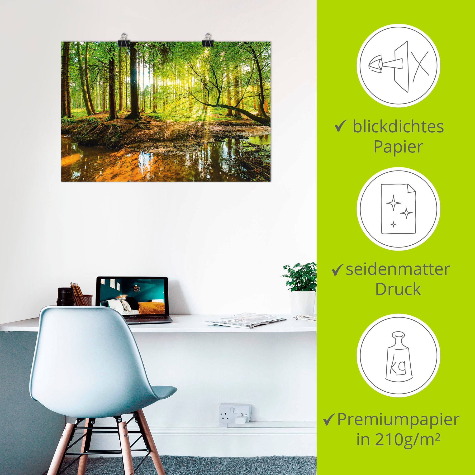 Artland Wandbild »Wald mit Bach« Wald 1 Stk. tlg. als Alubild, Leinwandbild, Poster in verschied. Grössen
