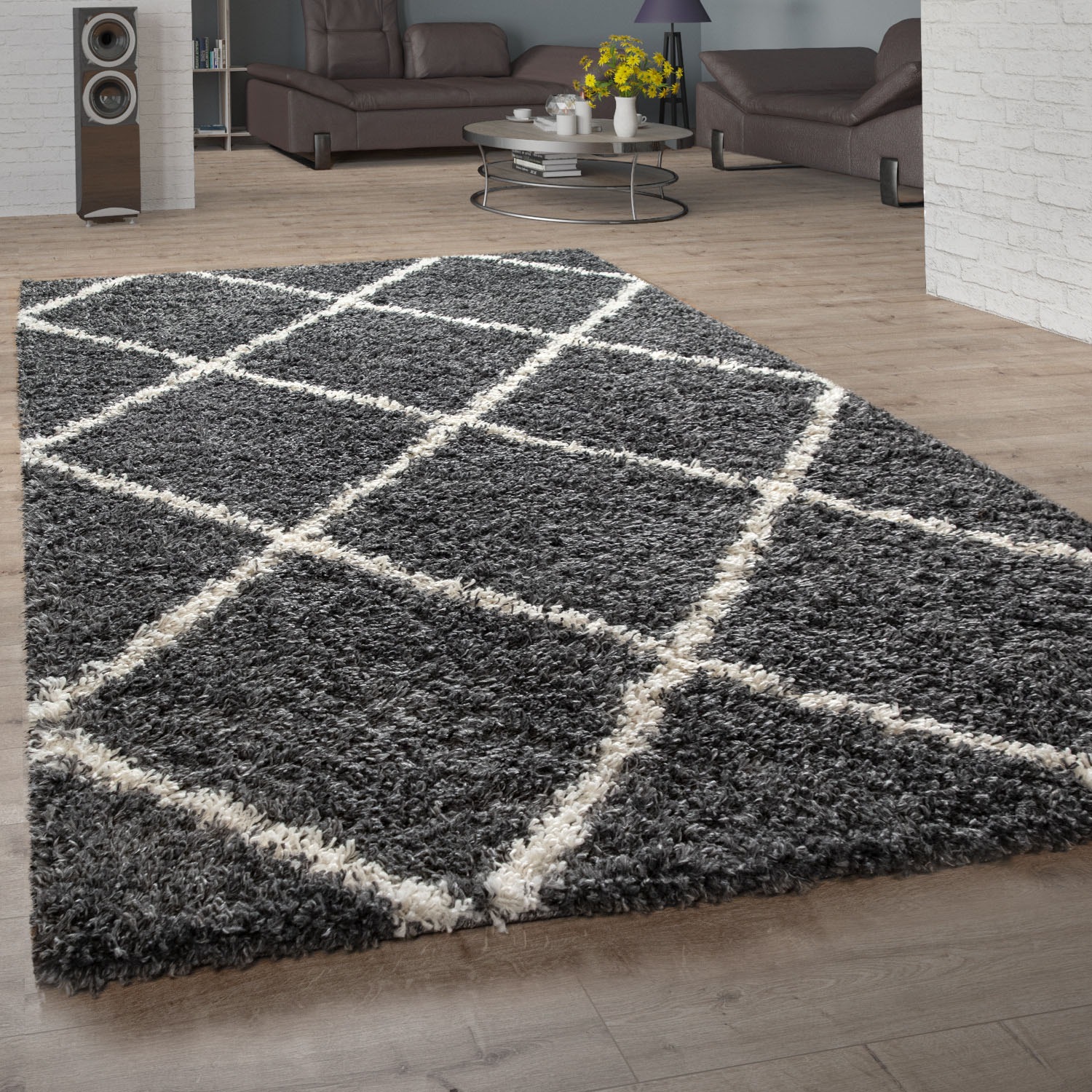 Image of Paco Home Hochflor-Teppich "Kalmar 441" rechteckig 40 mm Höhe Scandi Design, Rauten Muster, weich & kuschelig, Kundenliebling